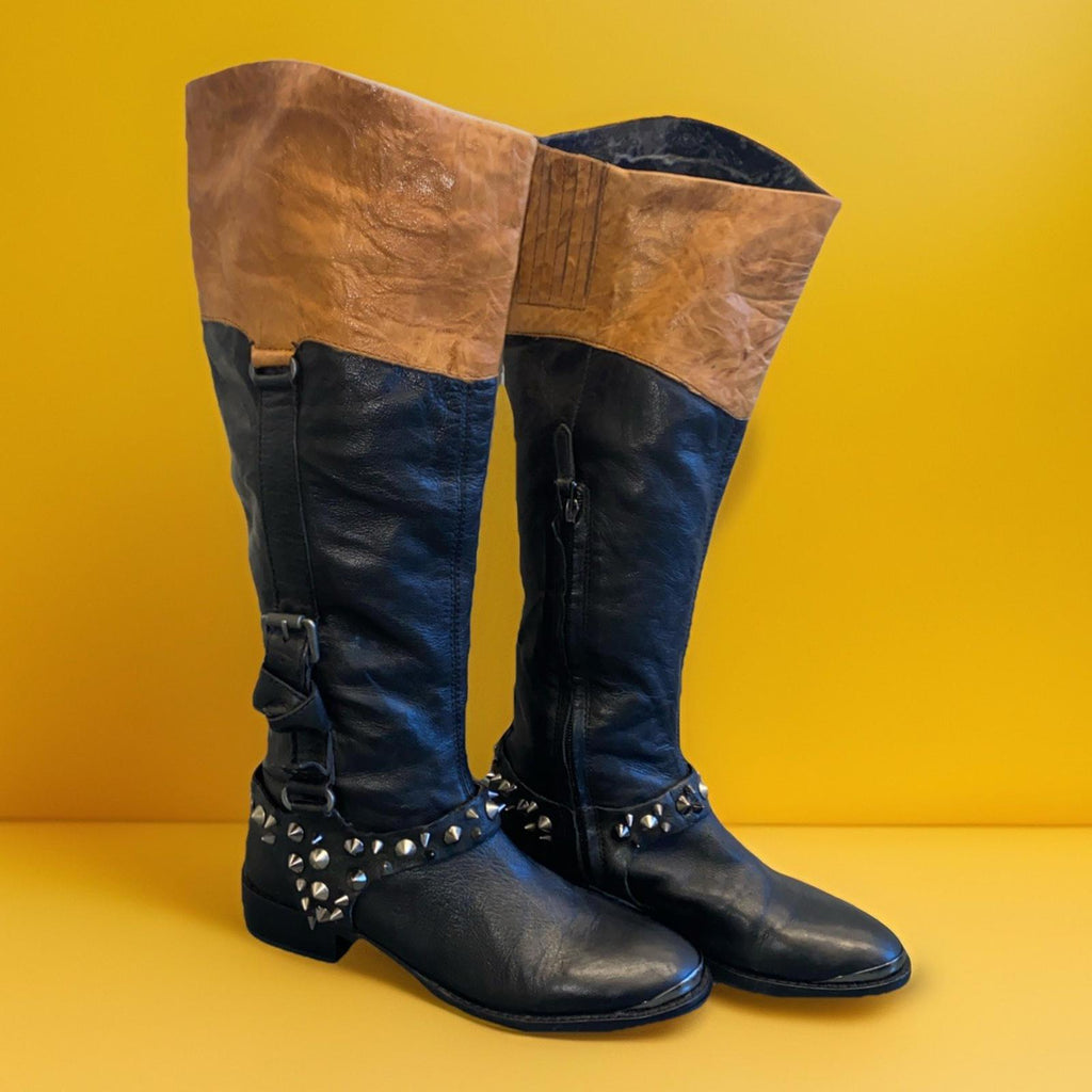 Gorgeous Sam Edelman Park Harnes Boots black Leather Knee High US 6 EUR 36 WOW !