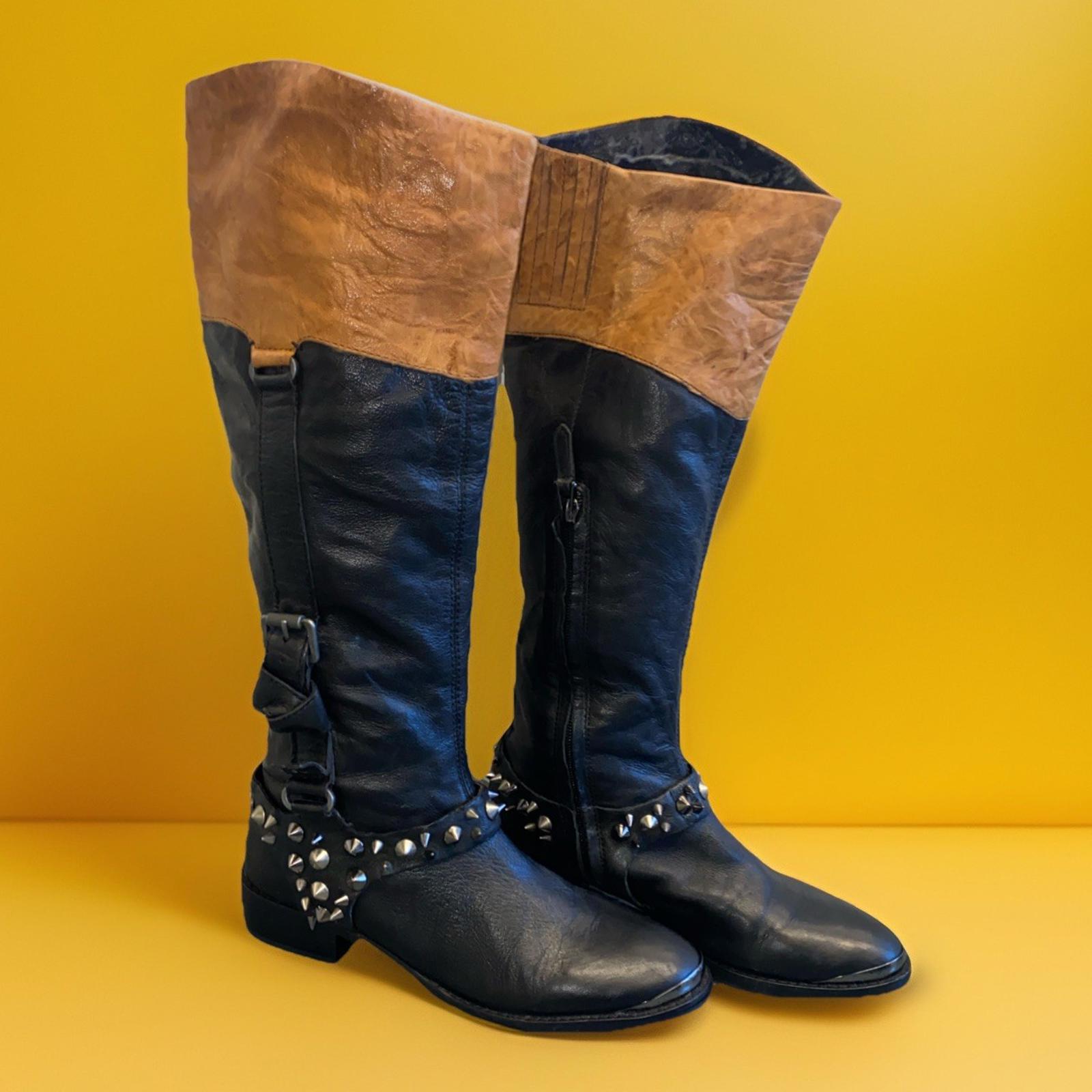 Gorgeous Sam Edelman Park Harnes Boots black Leather Knee High US 6 EUR 36 WOW !