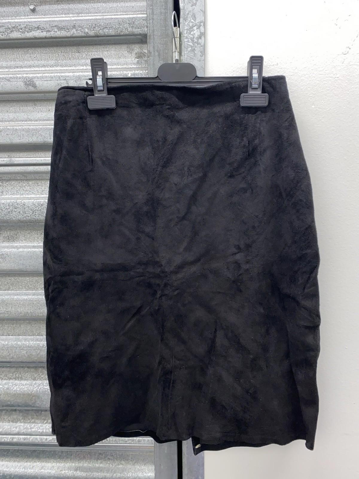 Vintage Firenze Santa Barbara Black Leather High Waisted Pencil Skirt Size 12
