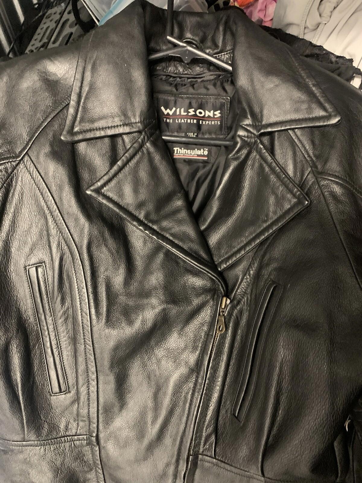 WILSON'S THINSULATE WOMENS BLACK LEATHER JACKET SIZE SMALL WITH LINER