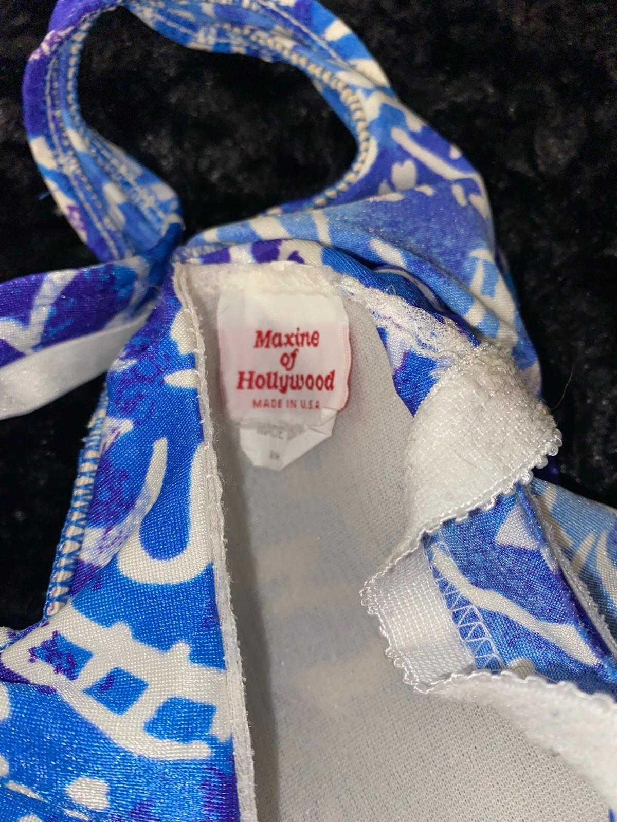 Vintage Maxine Of Hollywood Vibrant Abstract One Piece Bathing Swim Suit S/M