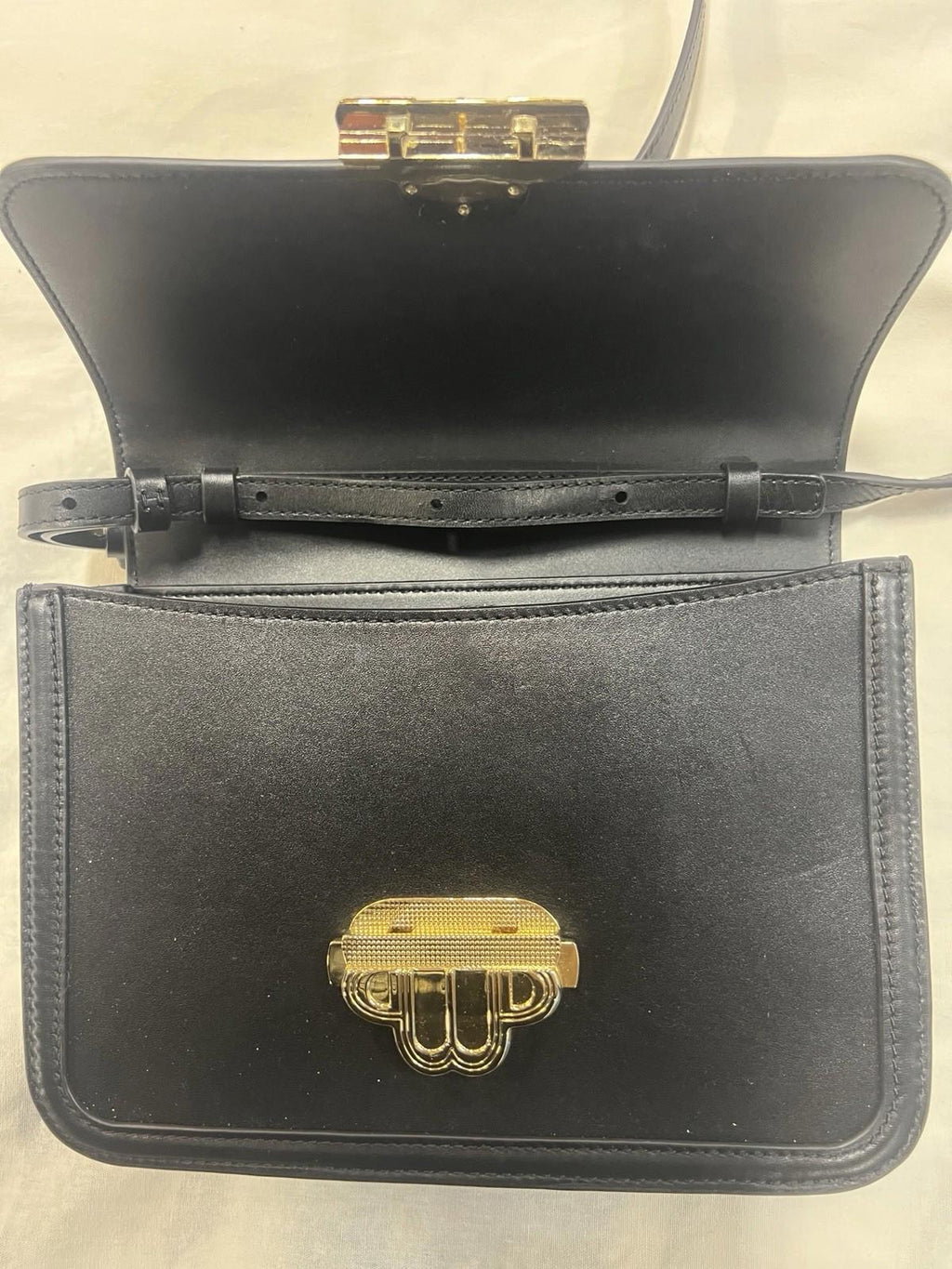 $490. Maje Clover Leather Clutch Crossbody Bag Black Gold