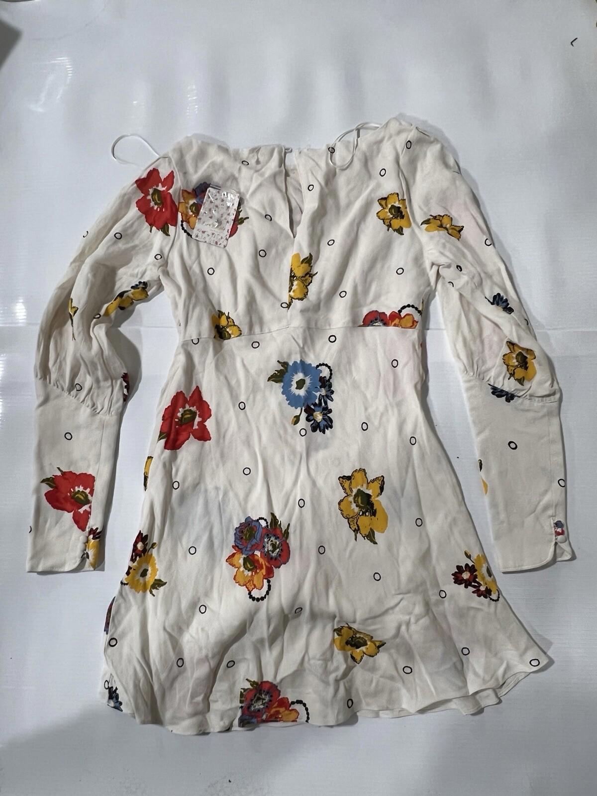 Free People Ivory Combo Floral  Dress Size 4  New