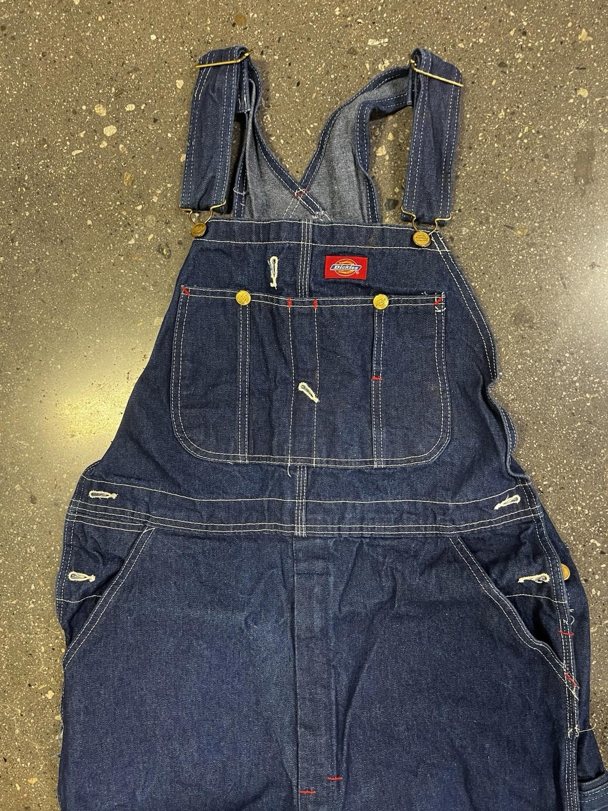 Mens 36X34 DICKIES Bib Overalls Blue Jean Carpenter Workwear Denim