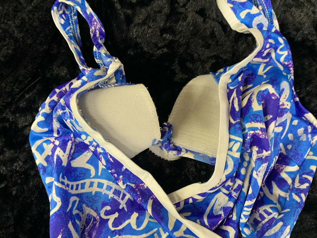 Vintage Maxine Of Hollywood Vibrant Abstract One Piece Bathing Swim Suit S/M