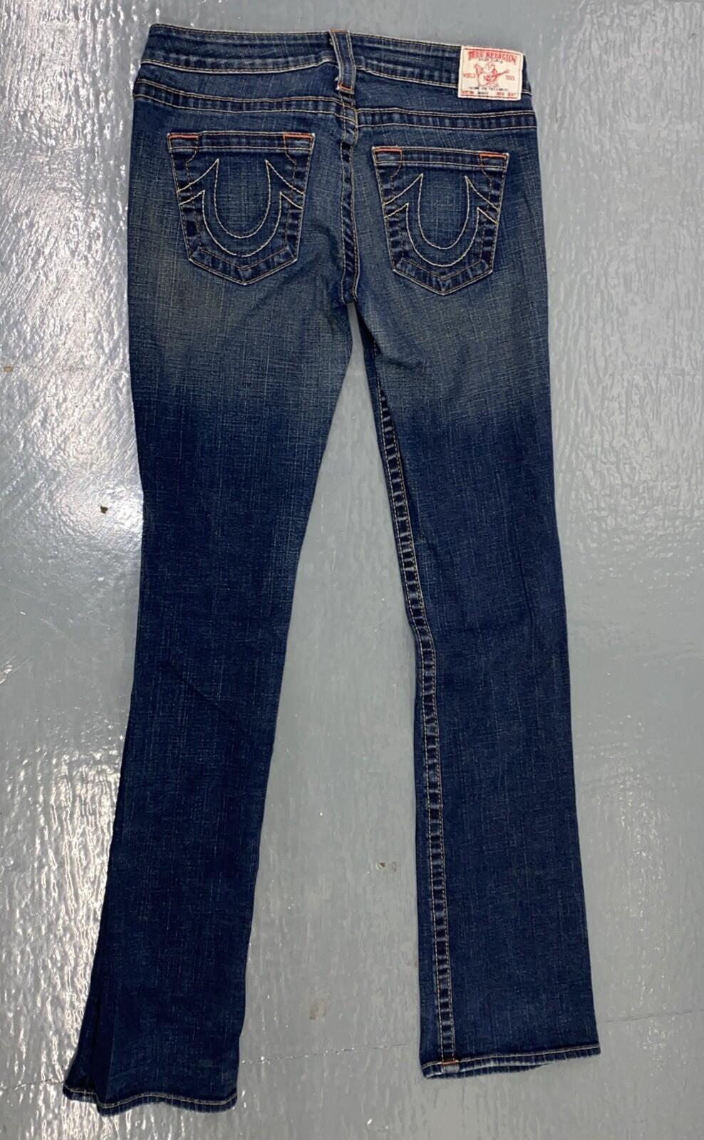 Vintage True Religion Johnny Wide Leg Dark Blue Denim U Pocket Jeans Y2K 29