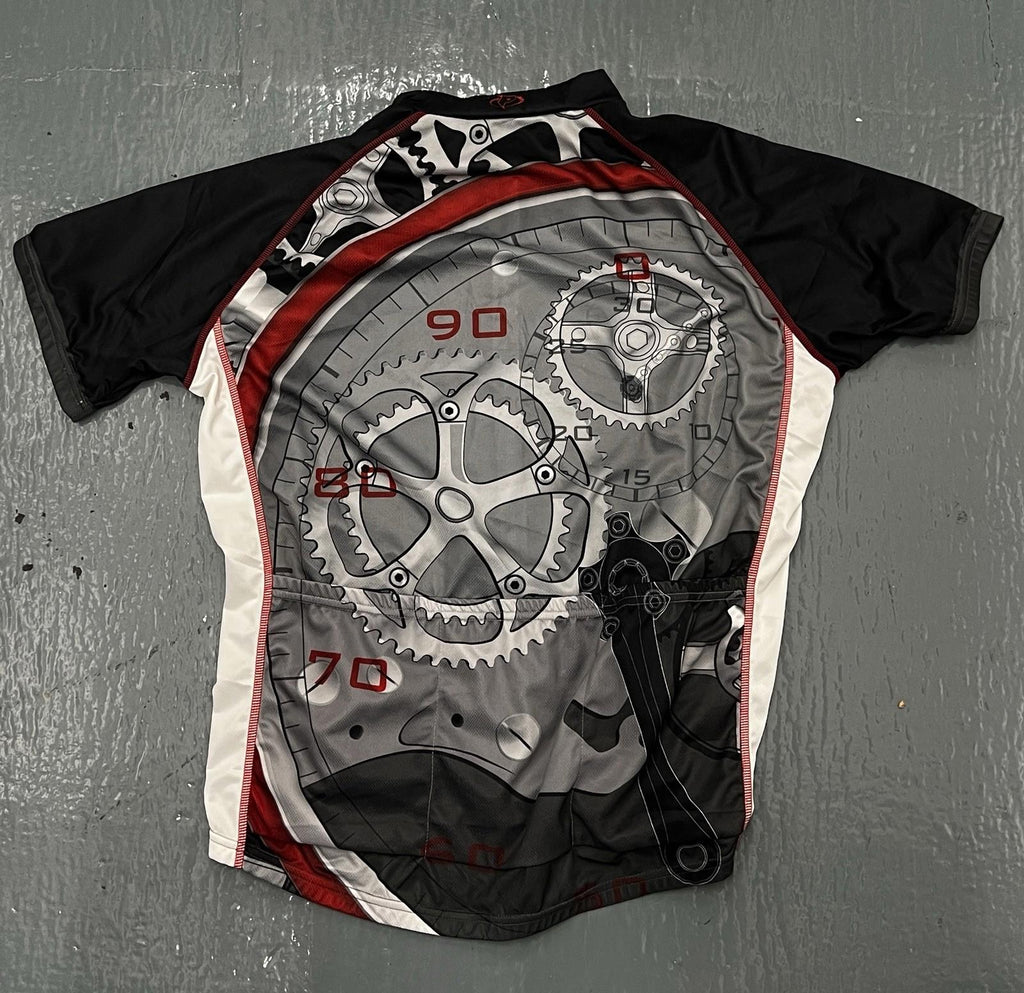 Primal Wear Racing Men's XL Gear & Chain Cycling Jersey 3/4 Zip Graphic Print