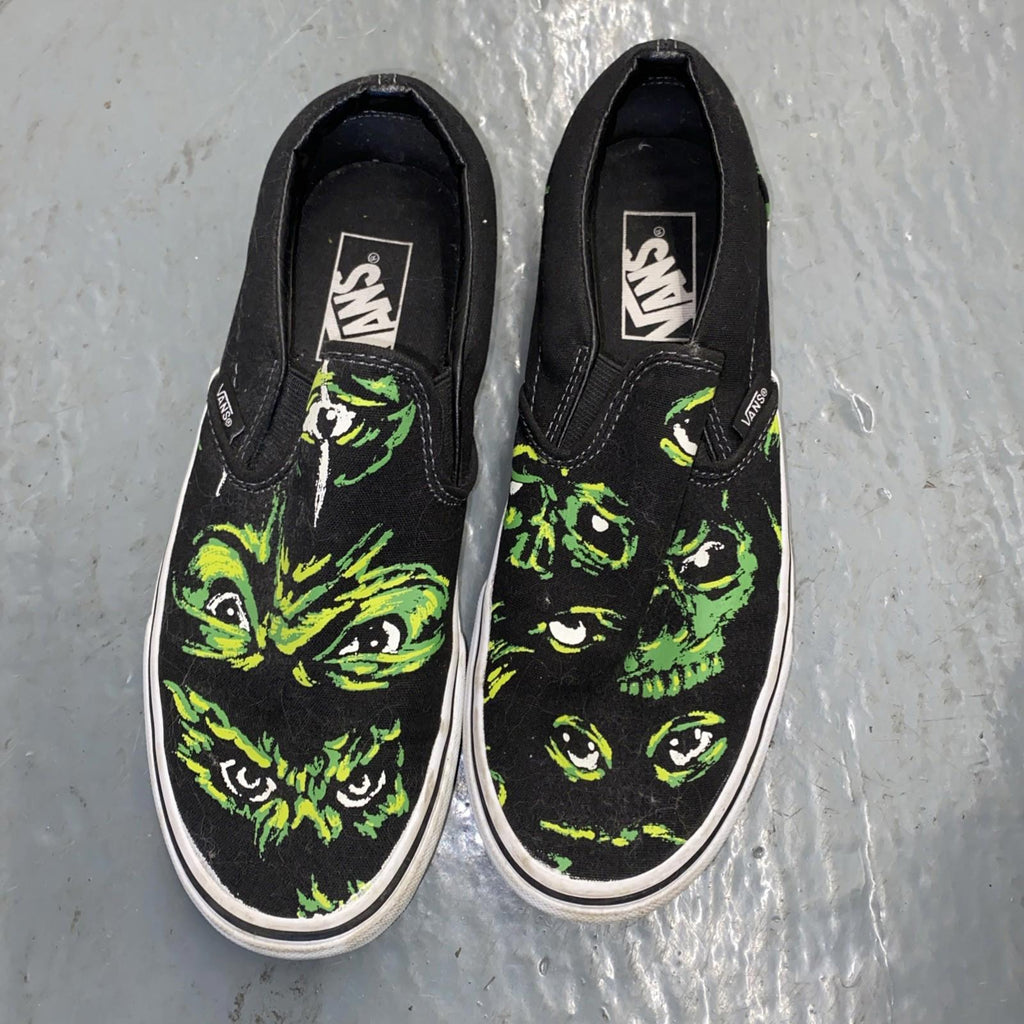 Vans Eyes In The Dark Glow In The Dark Slip On Shoes Mens Size 7 Womens 8.5