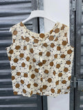 Vintage Handmade 1960s Mod Style Apples sleeveless Blouse Top Shirt L
