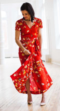 Free People Red Floral Print Wrap Dress Size Small