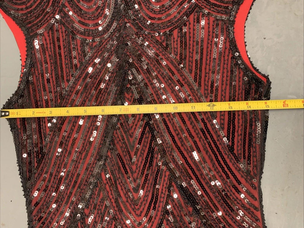 STUNNING Red & black Sequin FunDaisy Flapper Dress Size Small