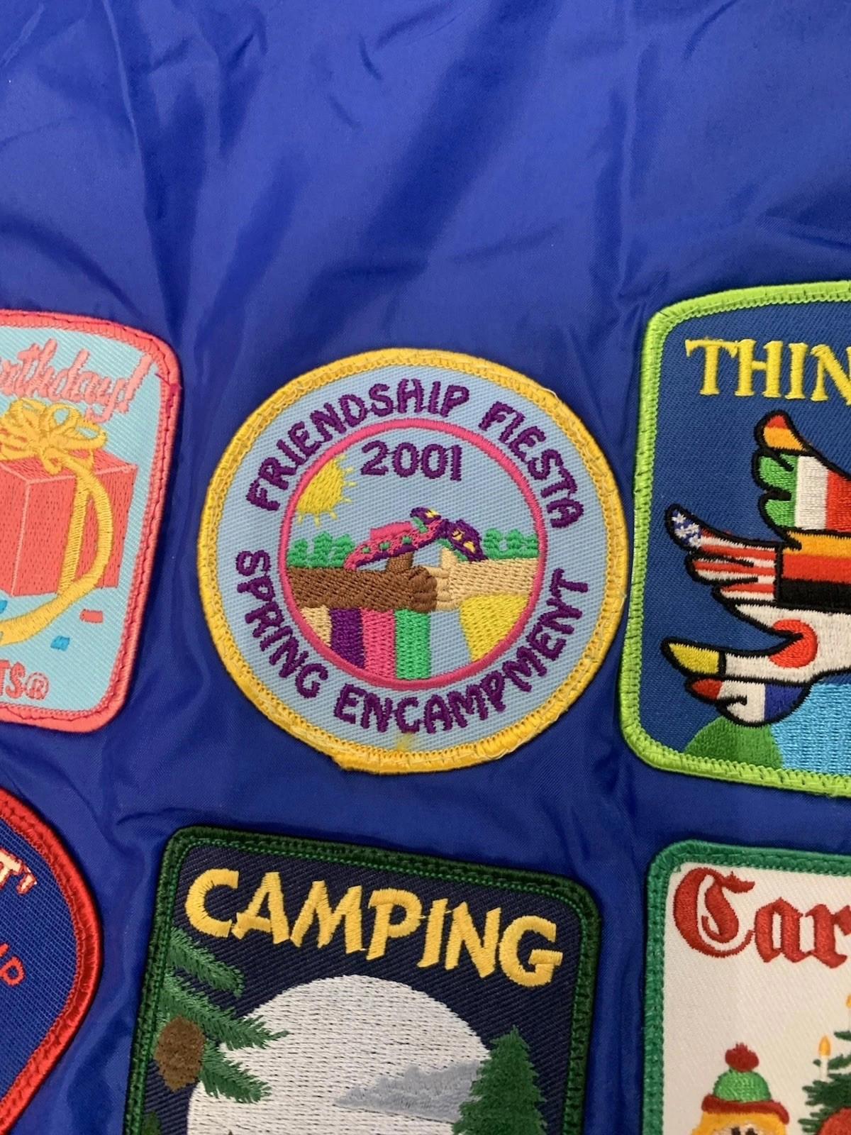 VTG 2001 Girl Scouts “Amanda” windbreaker Jacket With Various Patches size Med