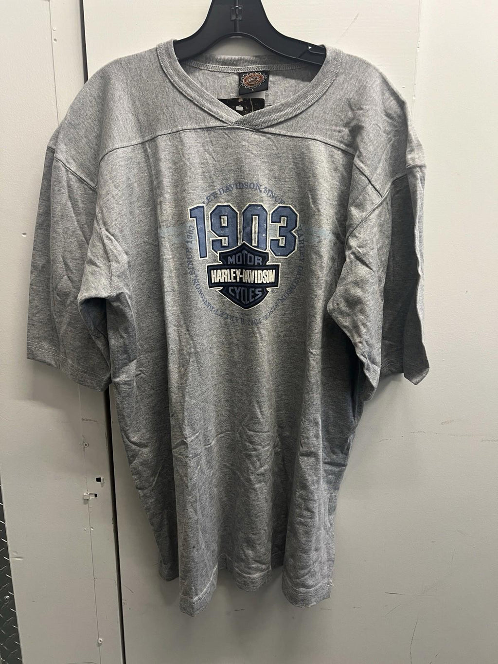 VTG NWT 1996 Harley Davidson 1903 T Shirt Gray Size L Upcycled Distressed