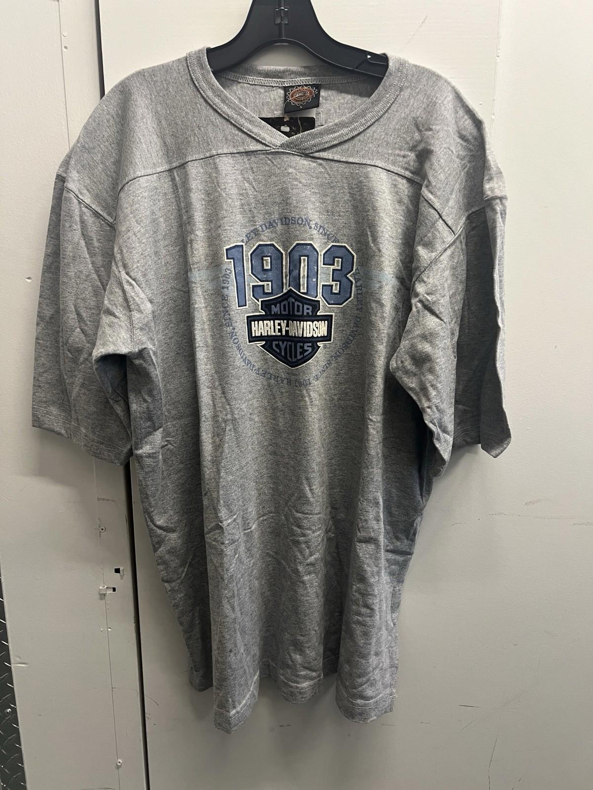 VTG NWT 1996 Harley Davidson 1903 T Shirt Gray Size L Upcycled Distressed