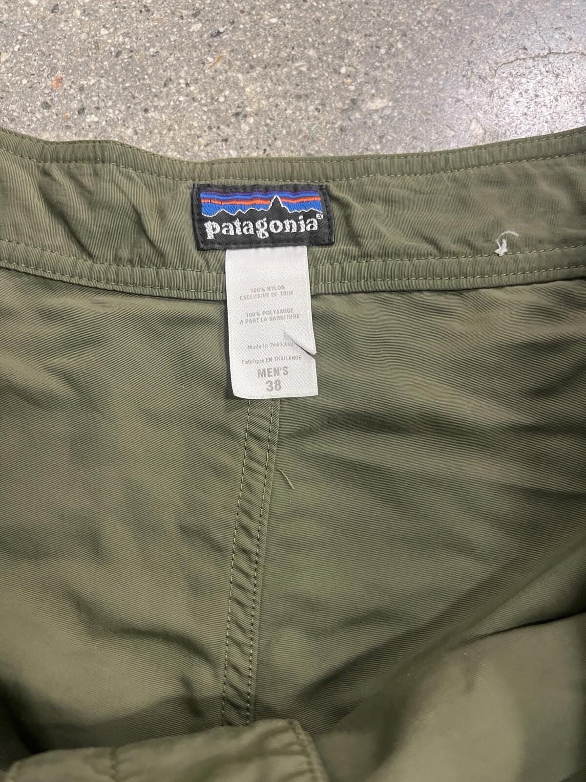 Patagonia Men Green Nylon Purple Tie Front Board Swim Trunks Shorts 38