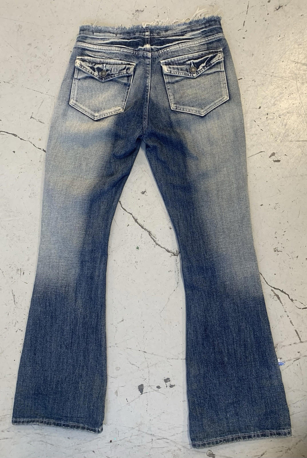 Jaded London Low Rise Distressed Jeans Frayed Wide leg Women's 26 Blue