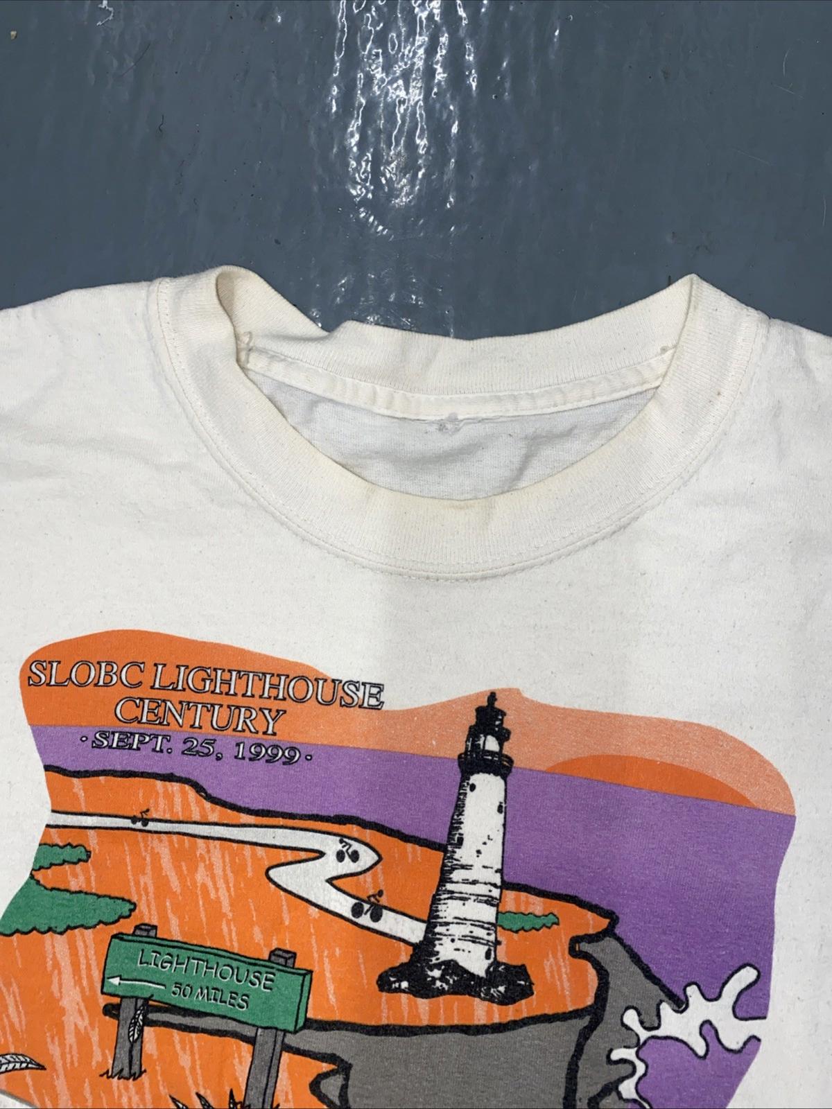 Vintage 1999 SLOBC Lighthouse Seagull Cyclist Bicycling T Shirt 2XL
