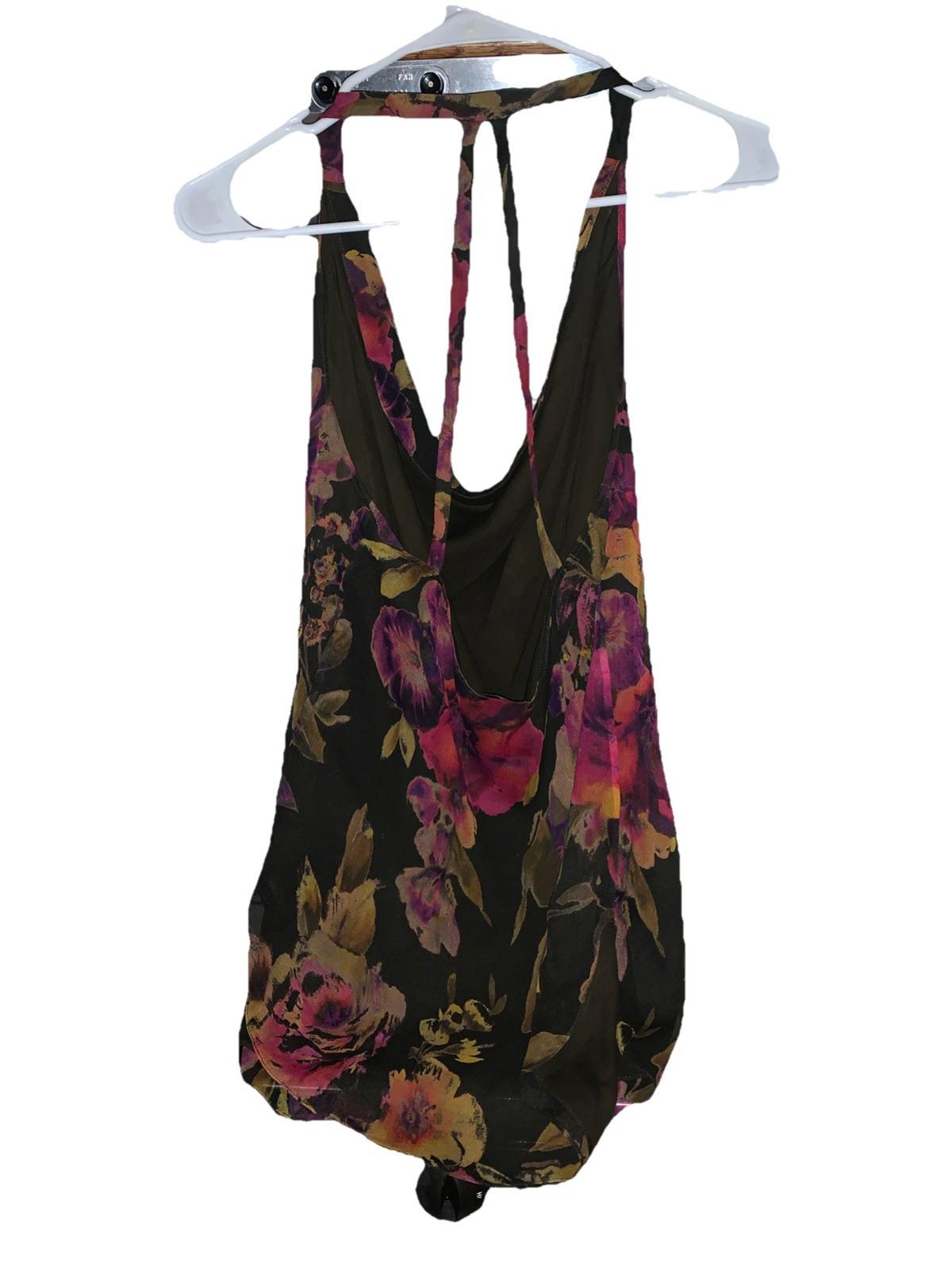 Haute Hippie Psychedelic Floral Sheer Lined Blouse With Gorgeous Back