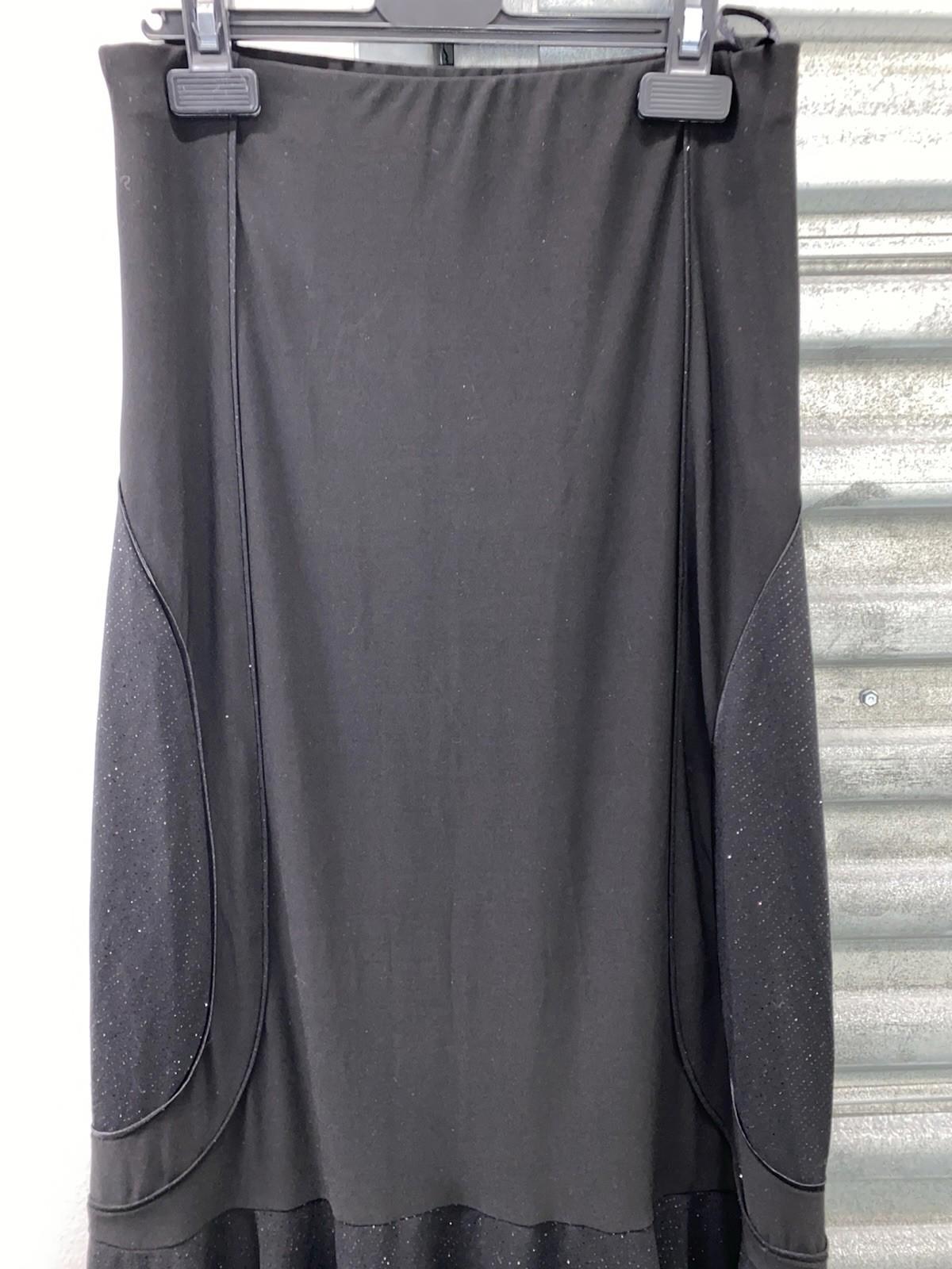 Long Black Maxi Skirt With Glitter Accents And Flared Hem Size M Stretch