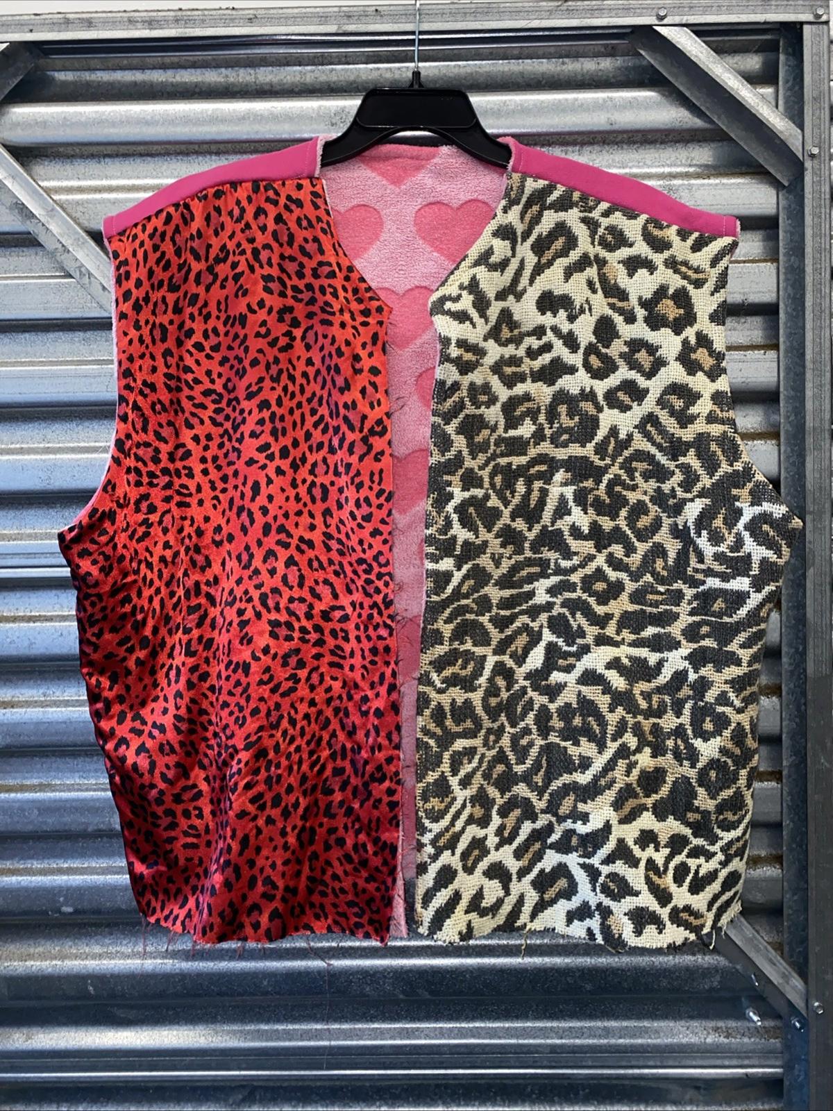 Handmade Reversible US AIR Cheetah Print And Fuzzy Pink Hearts Coat Vest Size XL