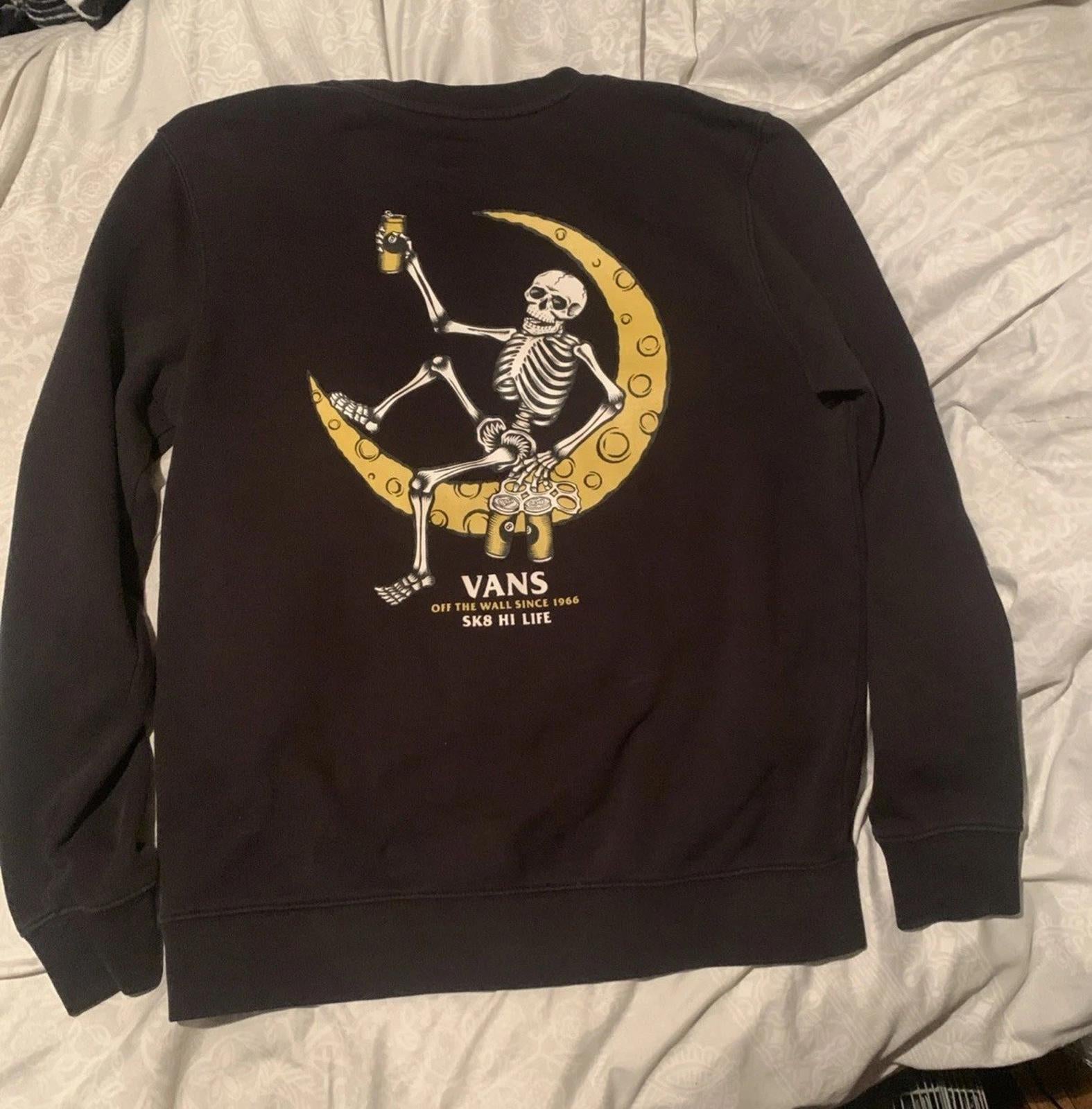Vans Off The Wall Sk8 Hi Life Skull Beer 8 Ball Sweatshirt Size Small
