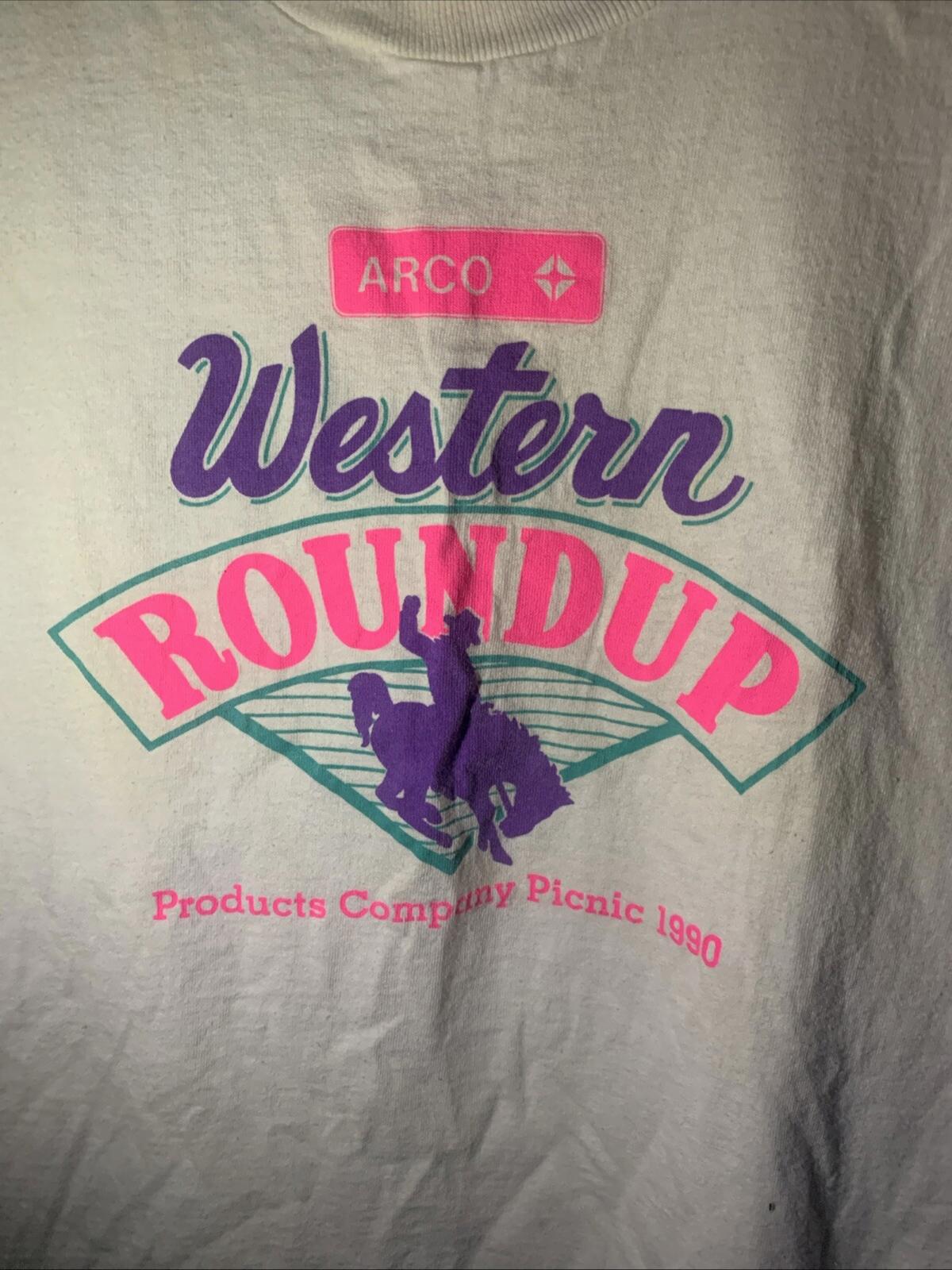 Vintage Arco Gasoline 1990 Western Roundup Picnic T Shirt