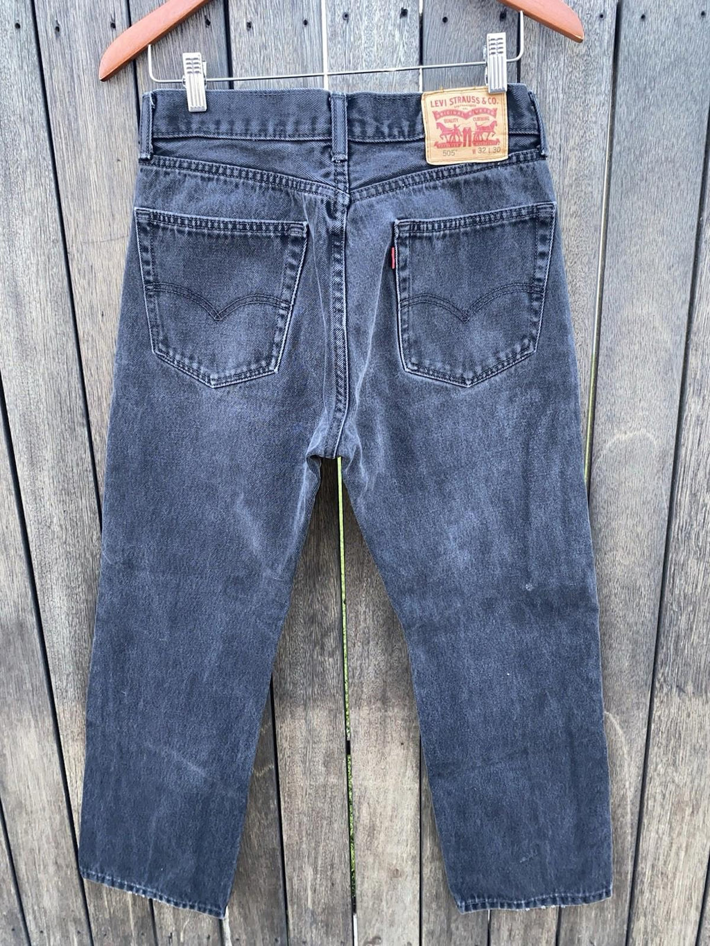 Levi’s 505 Regular Fit Straight Leg Black Charcoal Wash Jeans W32 L30