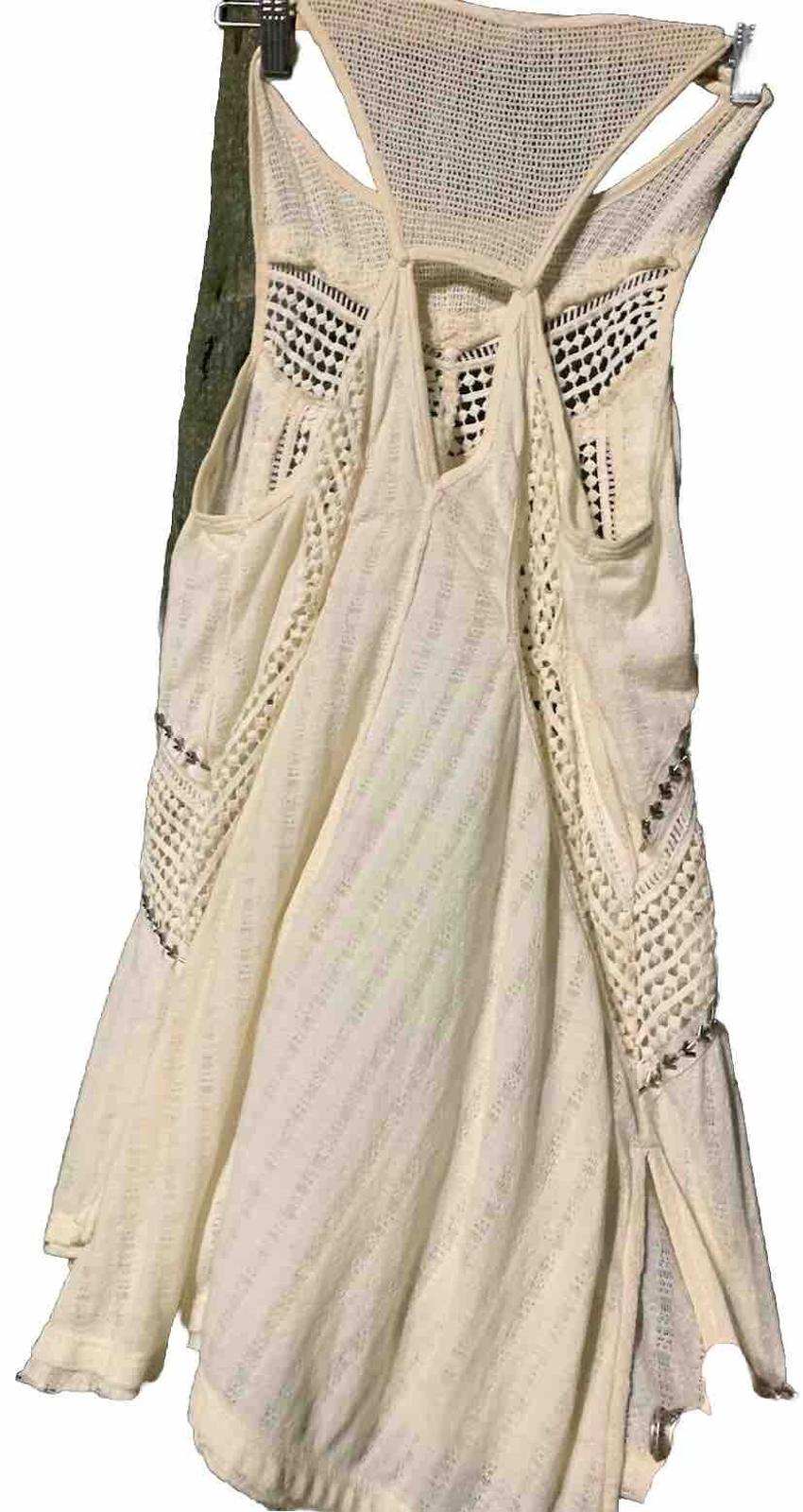 Free People Trinity Boho Chic Beaded Crochet Tank Top Size XS