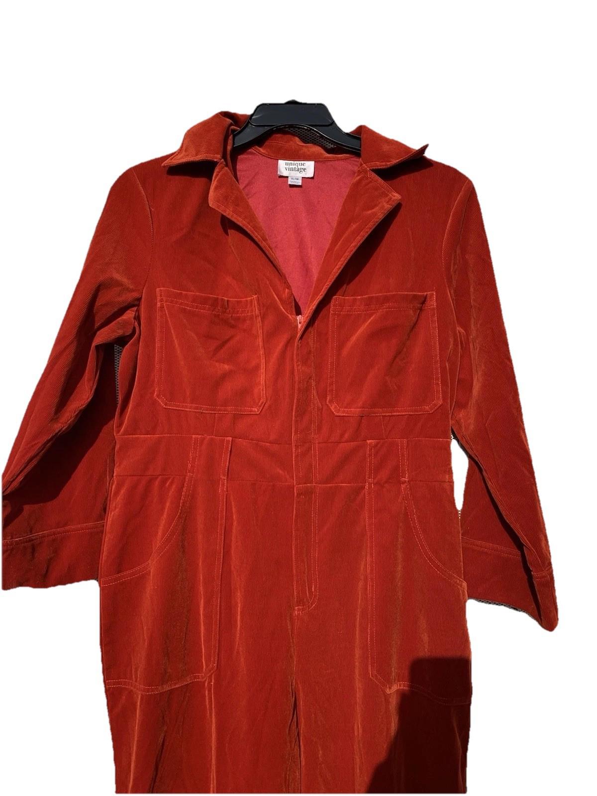 Unique Vintage Rust Red Corduroy Jumpsuit Size XL