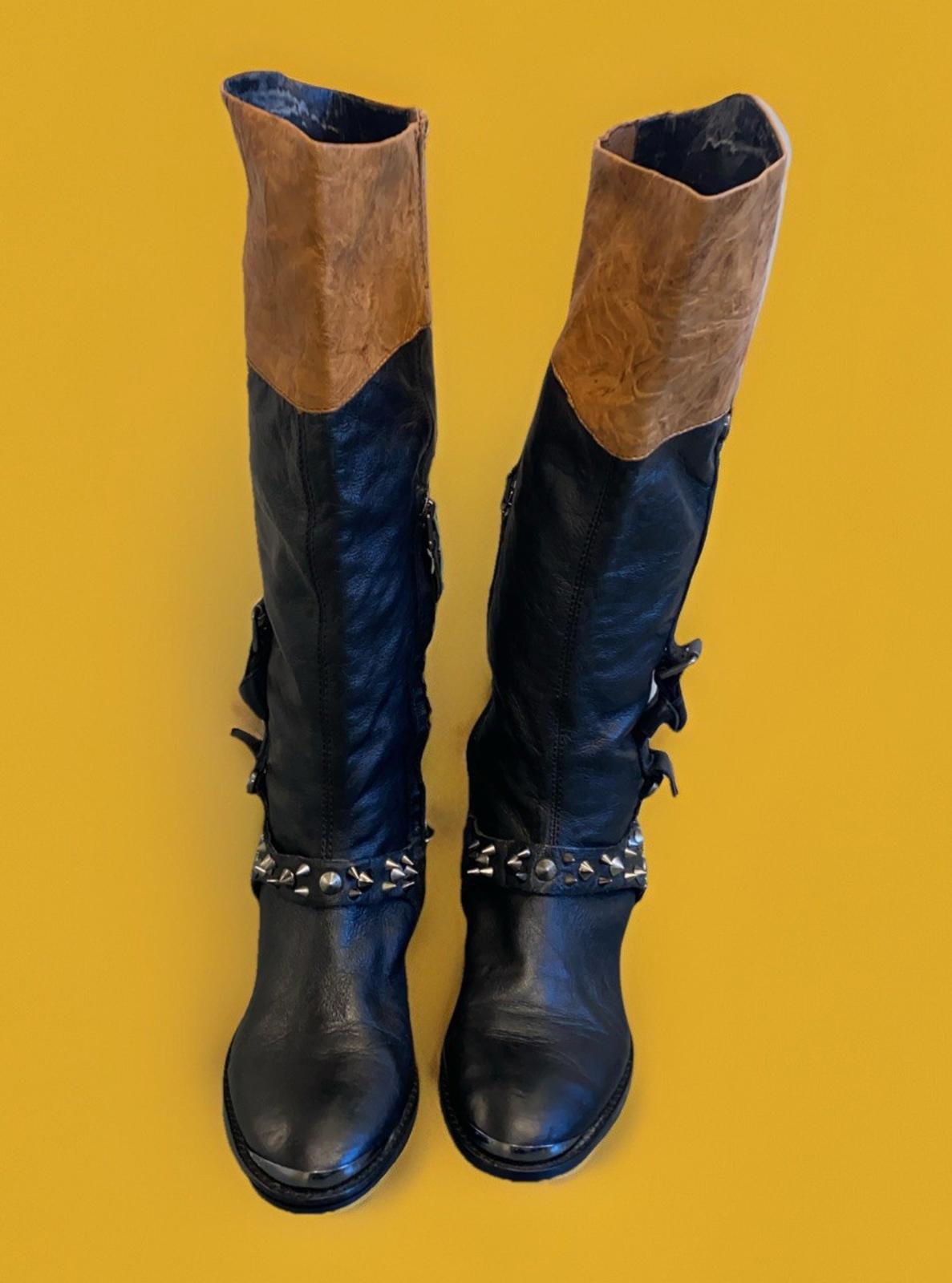Gorgeous Sam Edelman Park Harnes Boots black Leather Knee High US 6 EUR 36 WOW !
