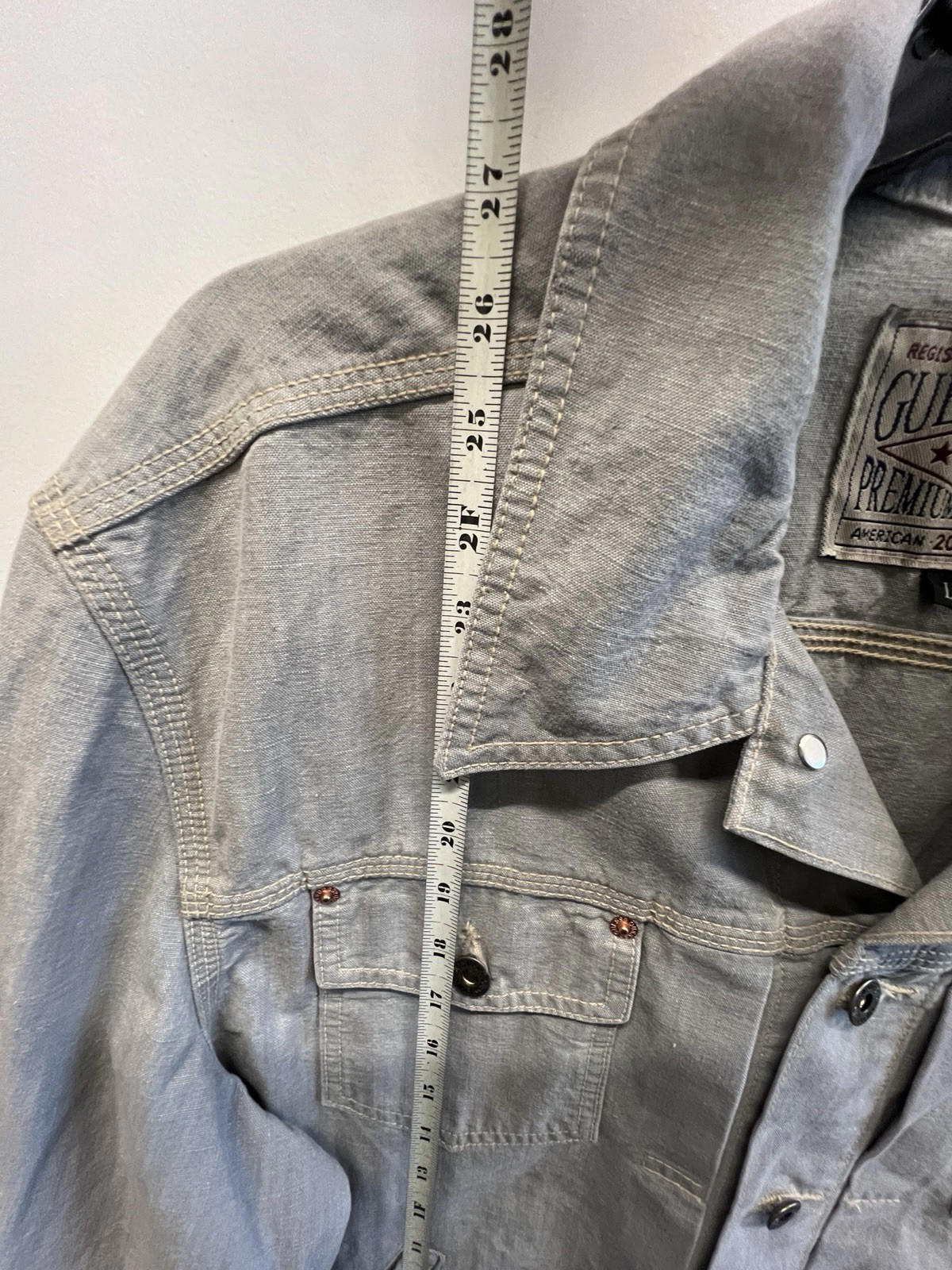Vintage Guess Denim Trucker Jacket Mens Large Gray Workwear USA Made