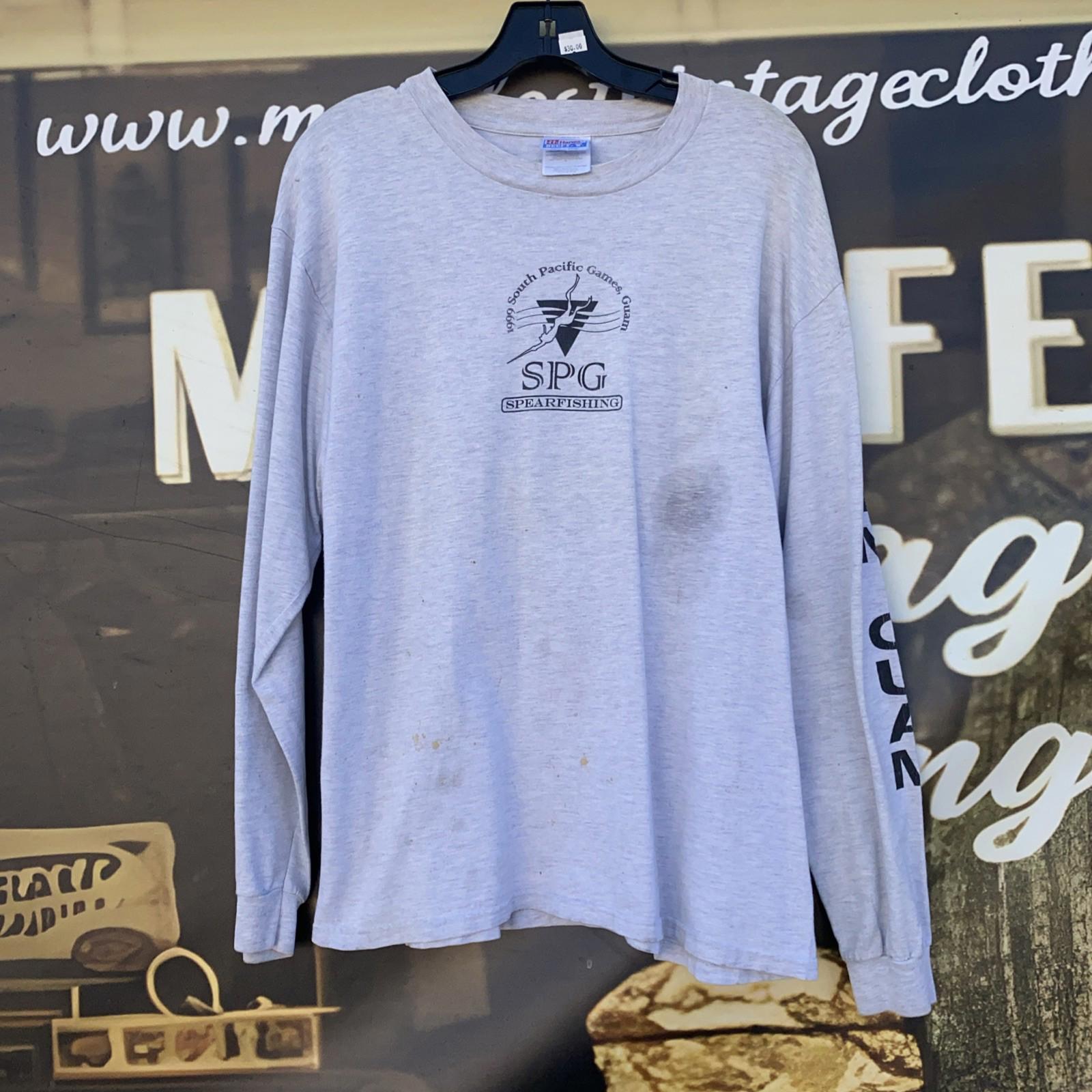 VTG 1999 MUFF DIVER Spear Fishing Long Sleeve Shirt Dual Sided Distressed Mens L