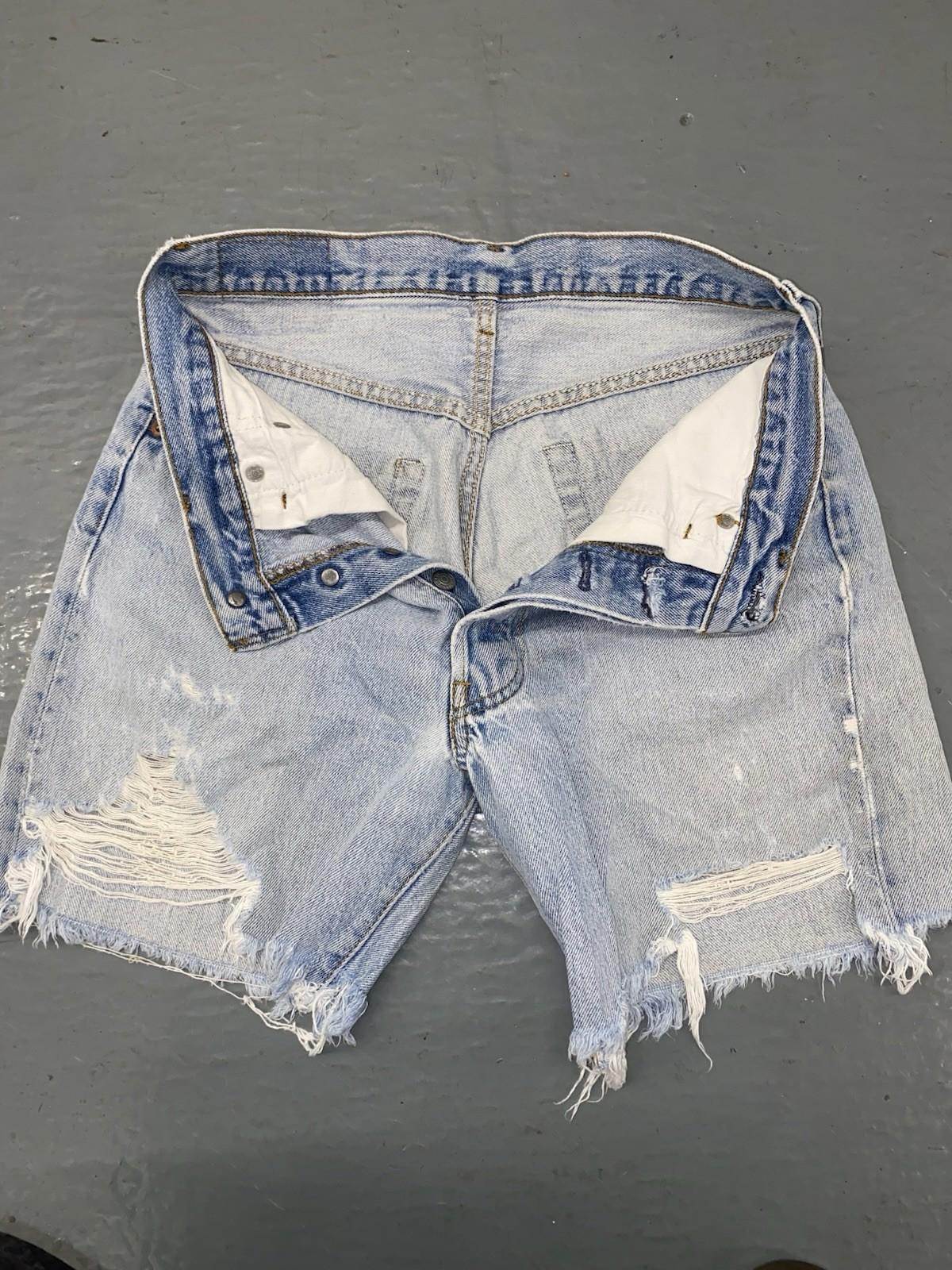 Distressed Vintage LEVI'S 501 Baby Blue Button Up Fly Cut off  Shorts Size 30