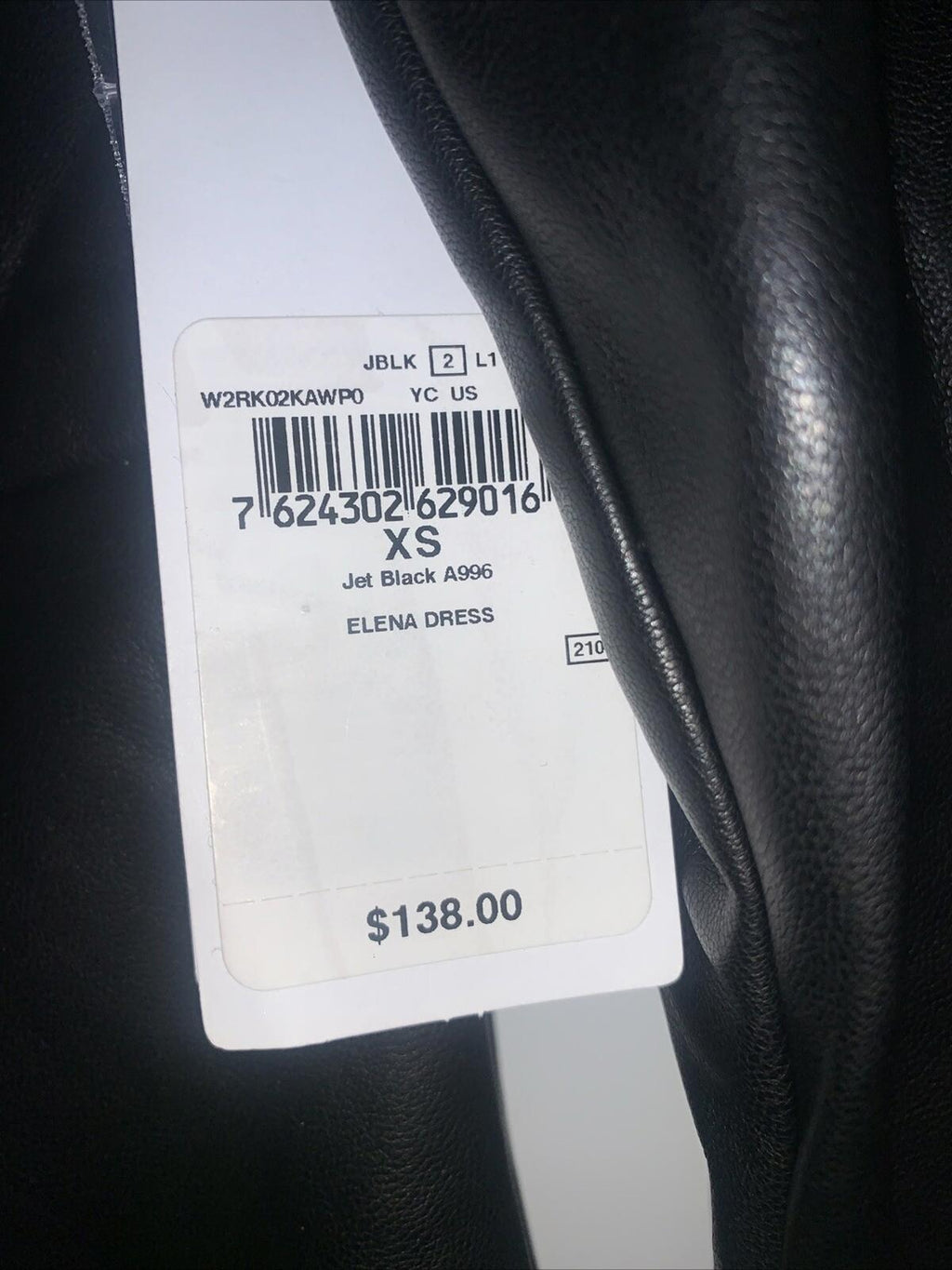 NWT Guess Elena Faux Leather Mini Dress Jet Black XS