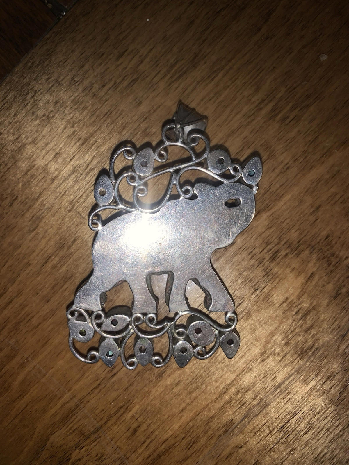 STUNNING Large Multi GENUINE Gemstones Elephant Pendant, Set In Silver