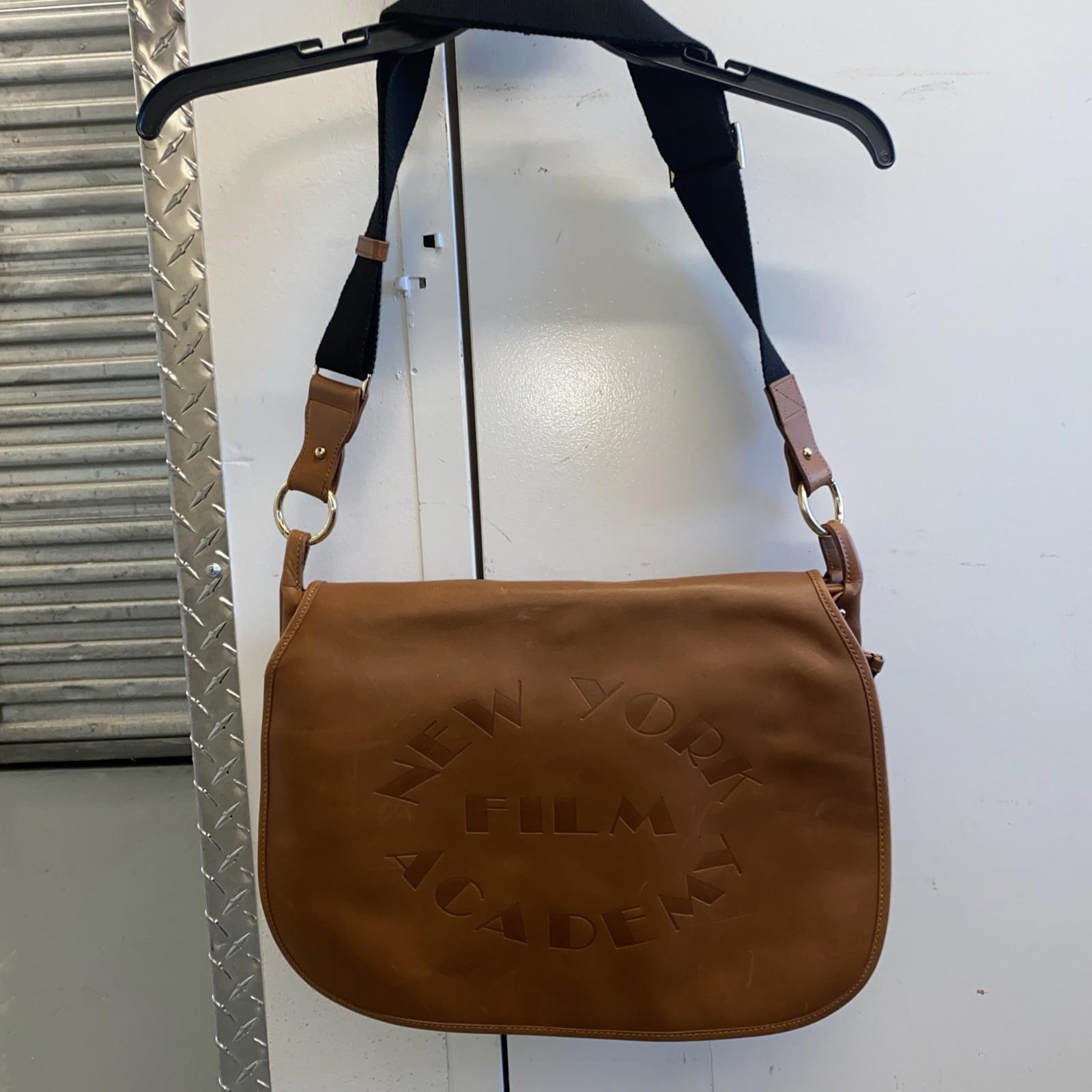Vintage New York Film Academy Genuine Leather Book Bag Laptop Multi Pockets