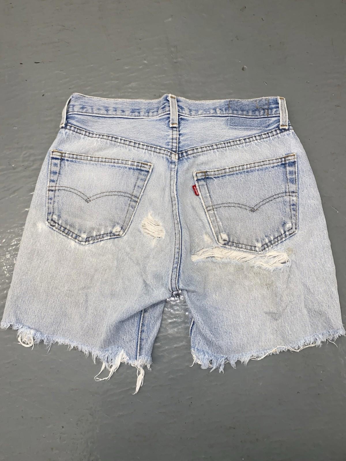 Distressed Vintage LEVI'S 501 Baby Blue Button Up Fly Cut off  Shorts Size 30