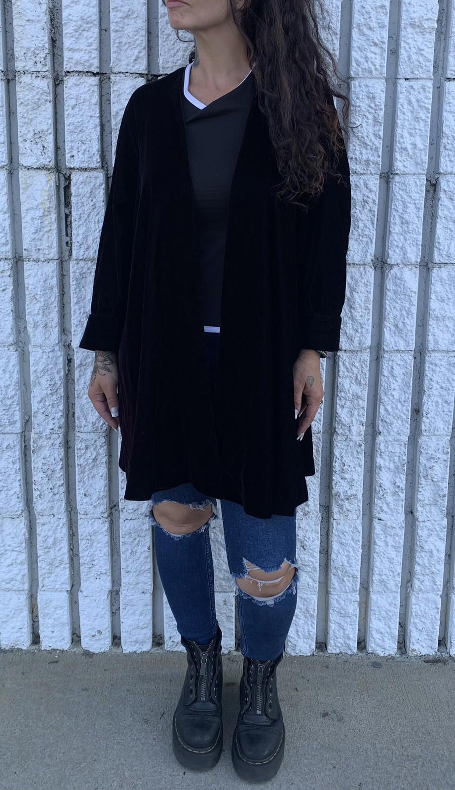 Vintage Black Velvet JUMP! Brand Cape Style Coat