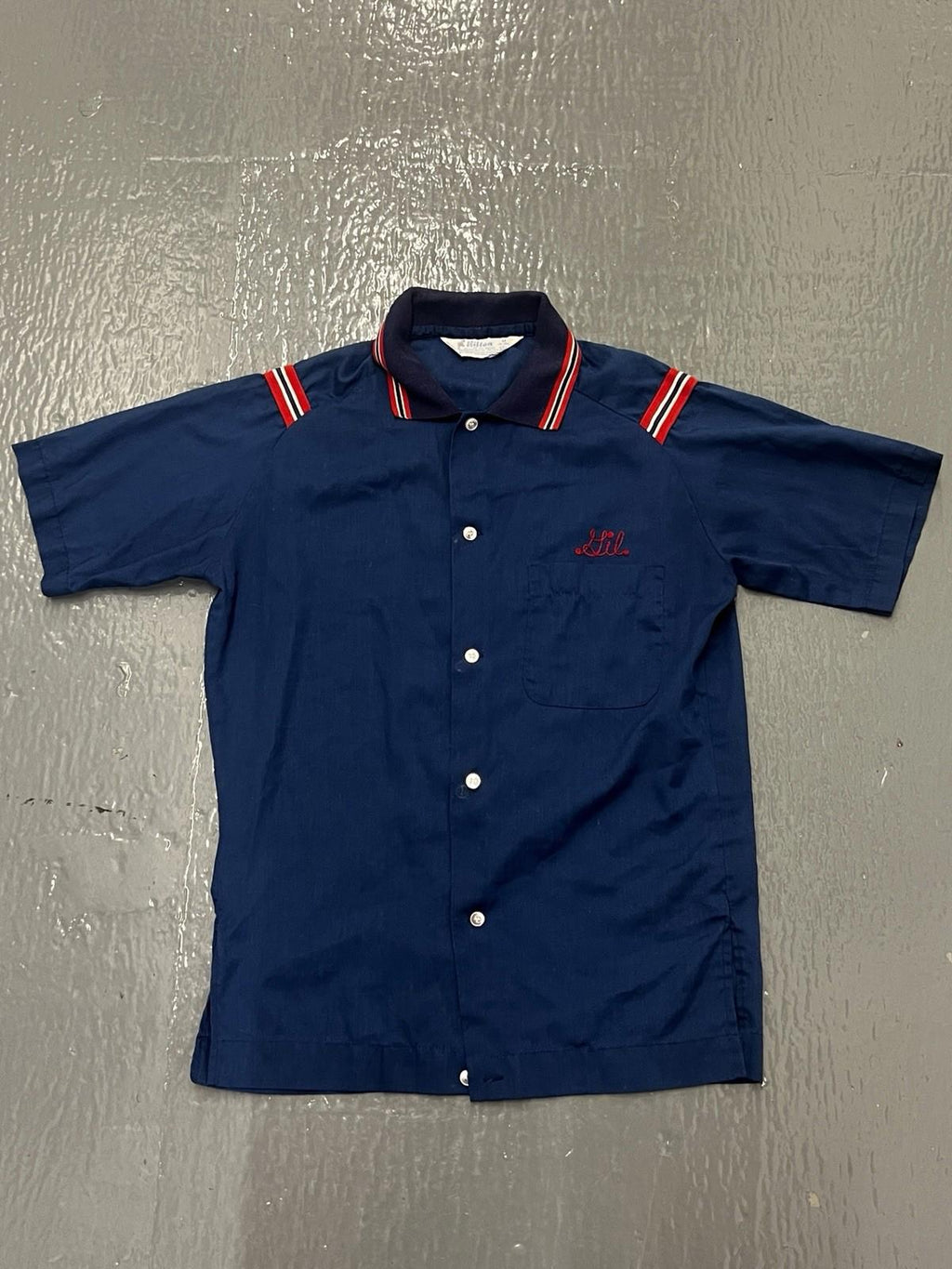 VTG Hilton Bowling Shirt Mens Medium Blue Local 600 Chain Stitch Made USA 70s