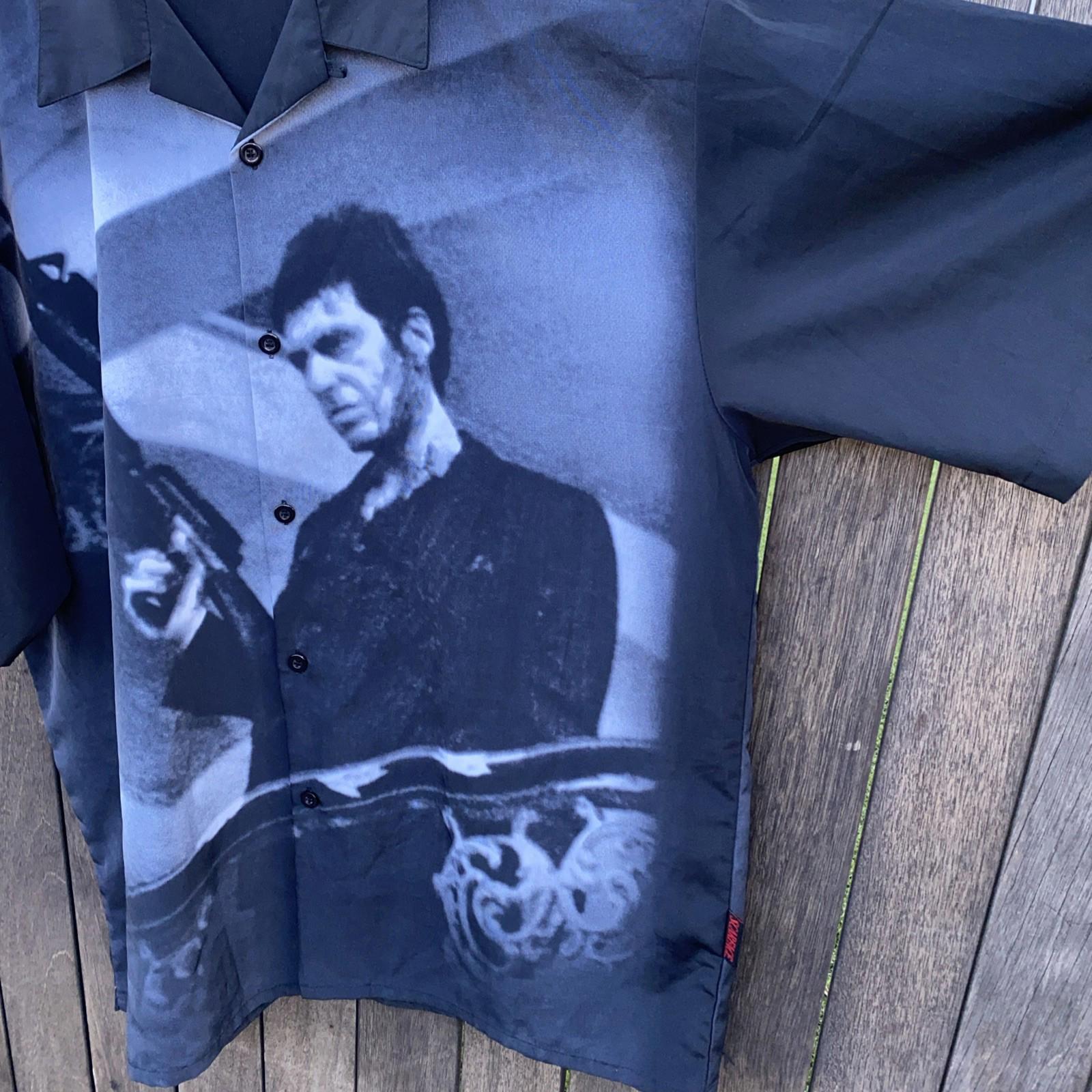 RARE SCARFACE TONY MONTANA UNIVERSAL STUDIOS Dragonfly Men’s Dress Shirt XXL