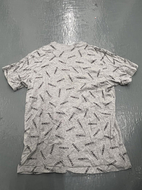 FIORUCCI all over logo Grey Black short sleeve T- Shirt size Medium
