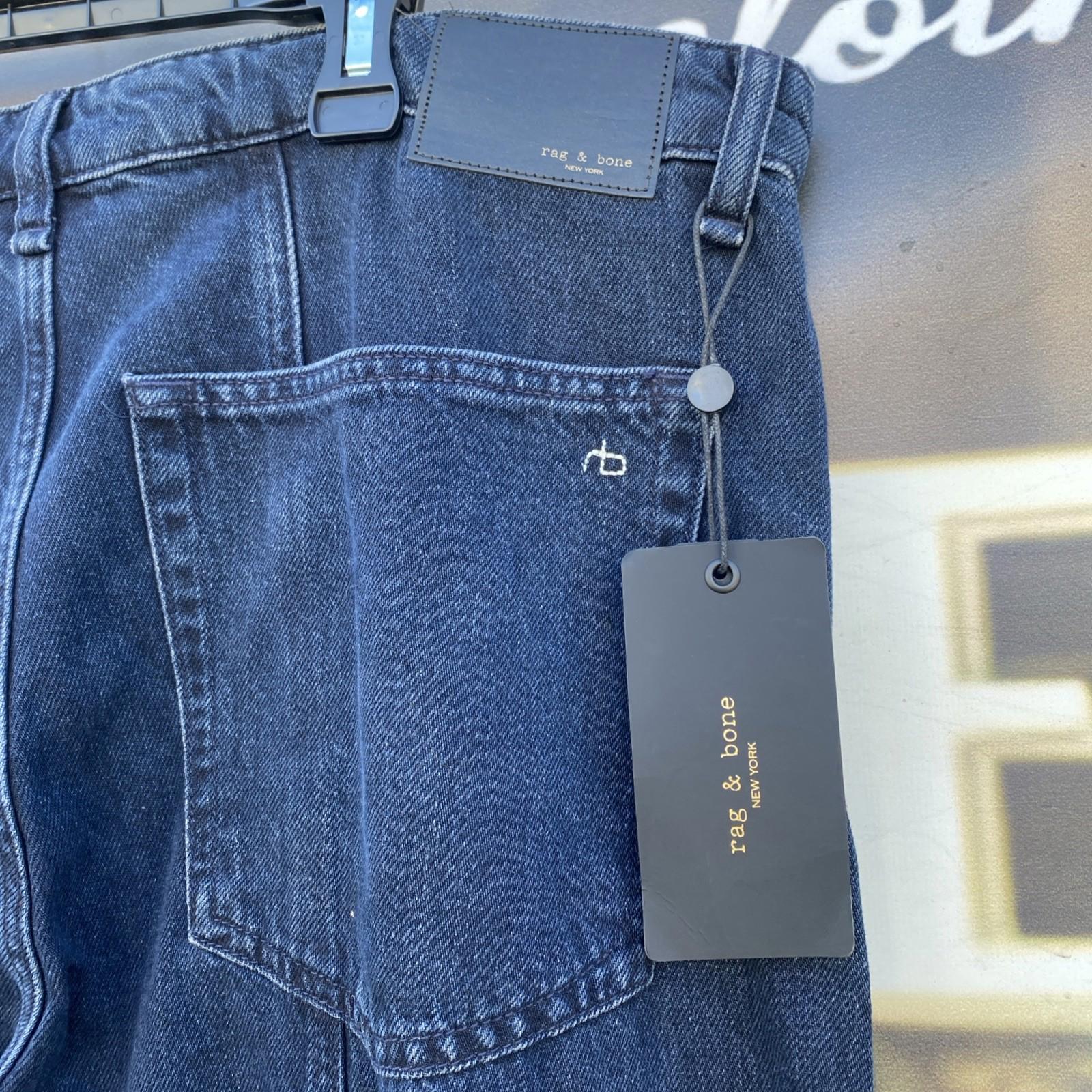 NWT Rag & Bone Women's Elenna Blue Marina High Rise Wide Leg Jeans Pants Size 32