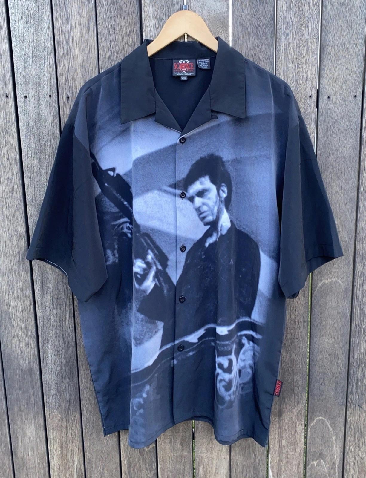 RARE SCARFACE TONY MONTANA UNIVERSAL STUDIOS Dragonfly Men’s Dress Shirt XXL