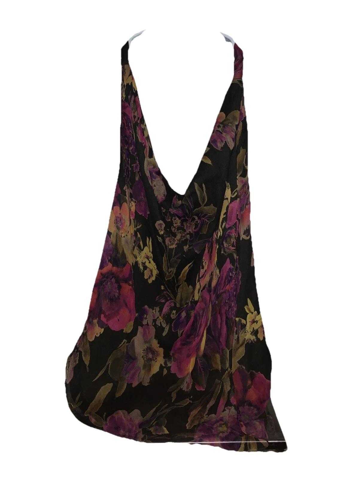 Haute Hippie Psychedelic Floral Sheer Lined Blouse With Gorgeous Back