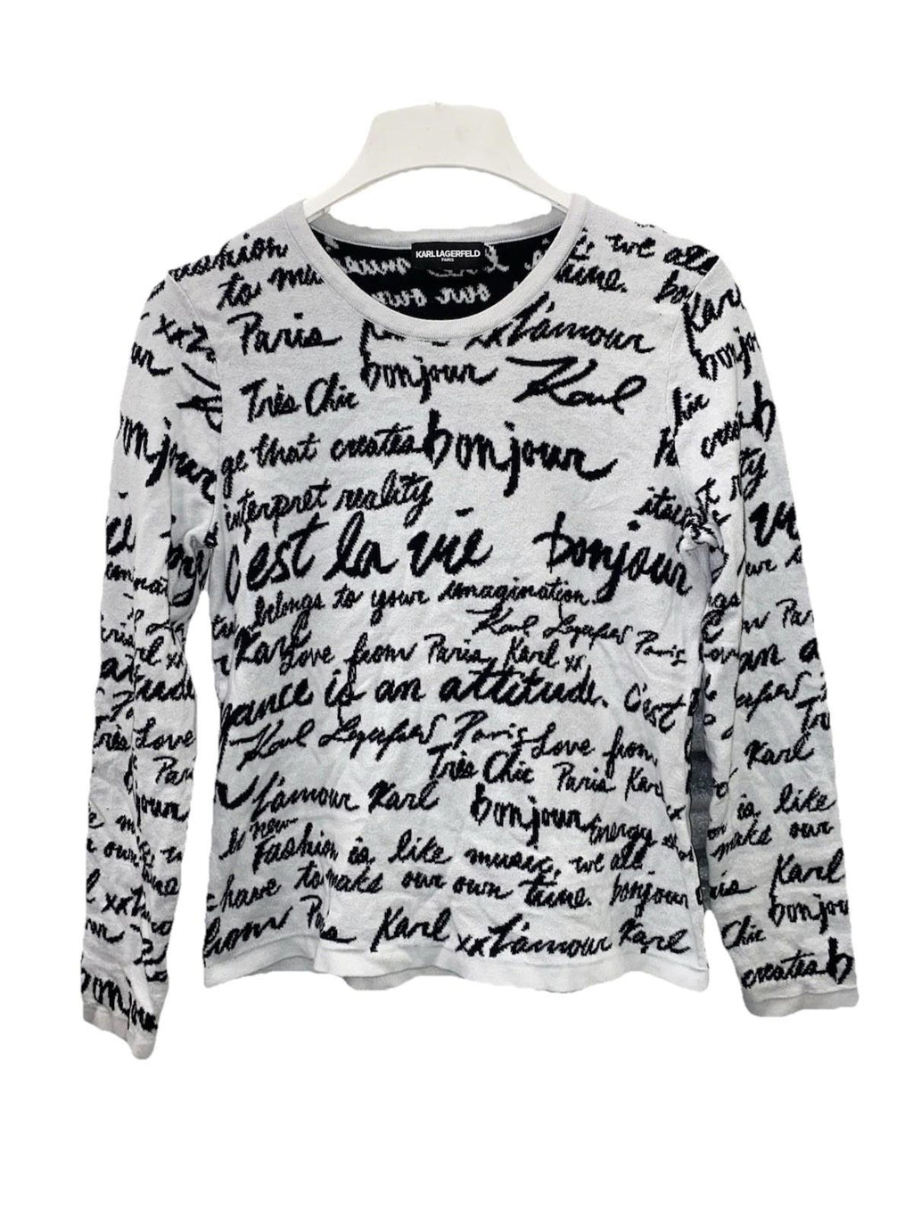 Karl Lagerfeld Paris Love all-over script sweater Womens Size S/M