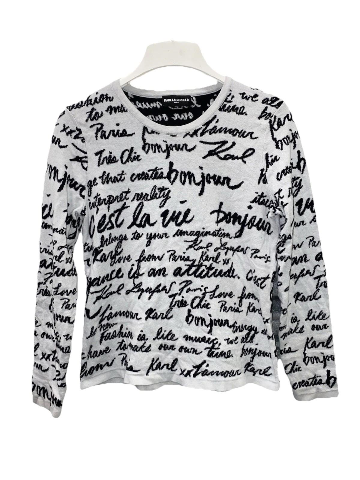 Karl Lagerfeld Paris Love all-over script sweater Womens Size S/M