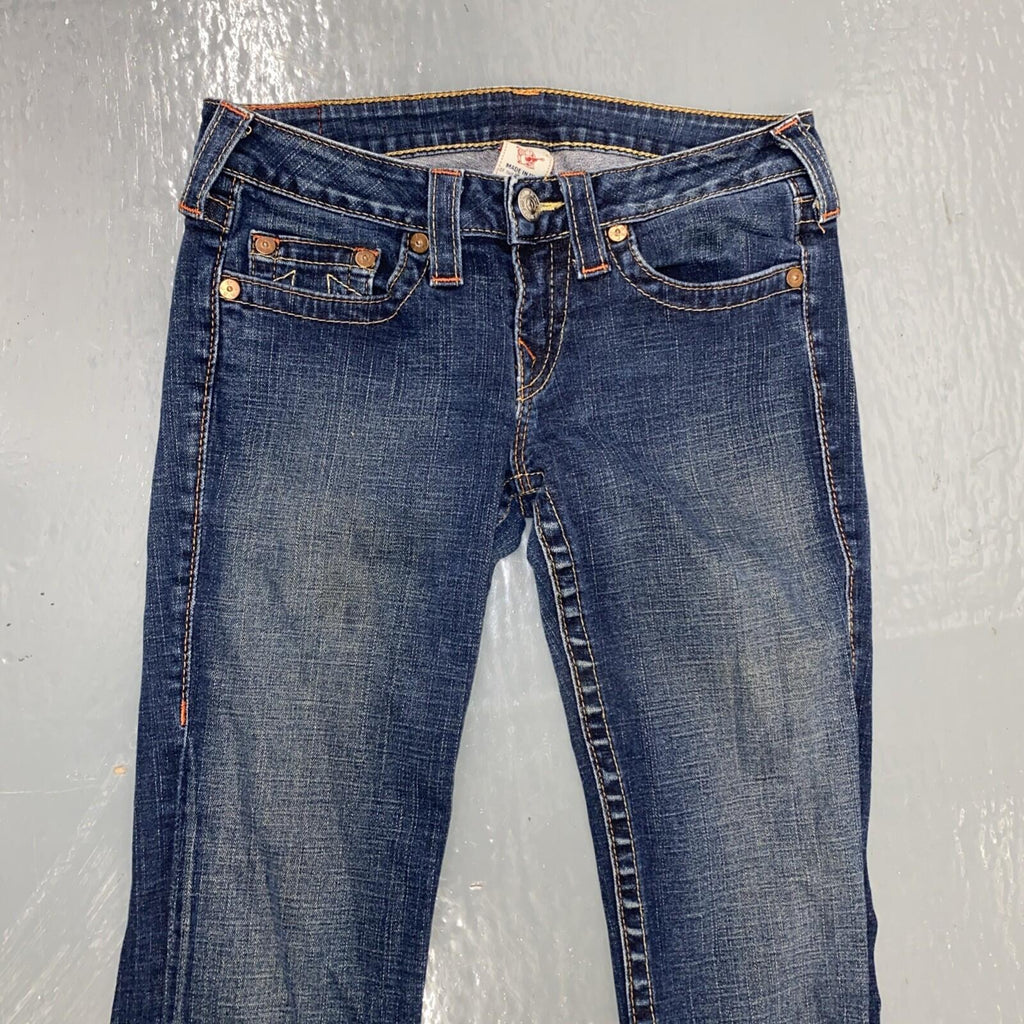 Vintage True Religion Johnny Wide Leg Dark Blue Denim U Pocket Jeans Y2K 29