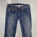 Vintage True Religion Johnny Wide Leg Dark Blue Denim U Pocket Jeans Y2K 29