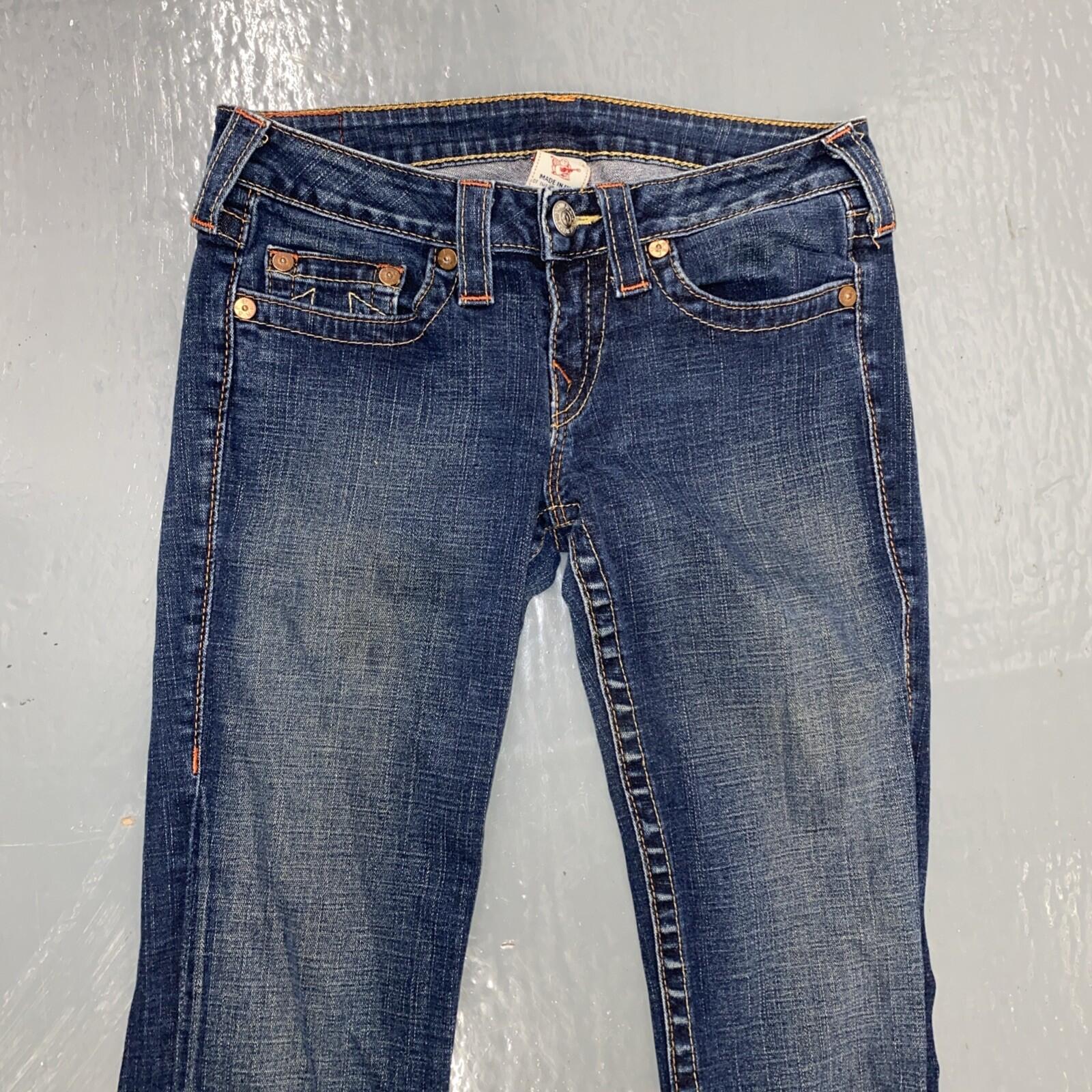 Vintage True Religion Johnny Wide Leg Dark Blue Denim U Pocket Jeans Y2K 29