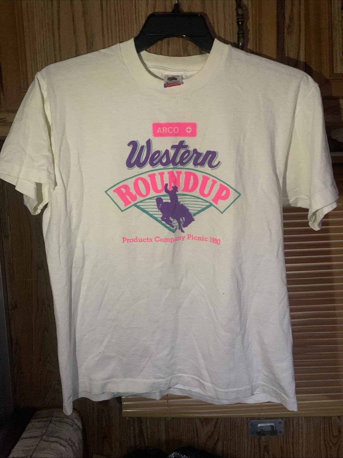 Vintage Arco Gasoline 1990 Western Roundup Picnic T Shirt